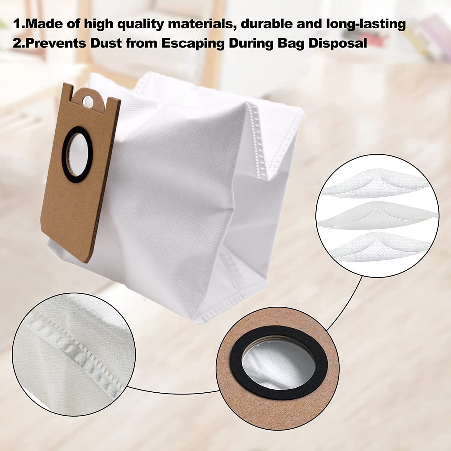 6-Pack Leak-Proof Dust Bags for iHome AutoVac Nova & Proscenic Robot Vacuums - Review Image 4