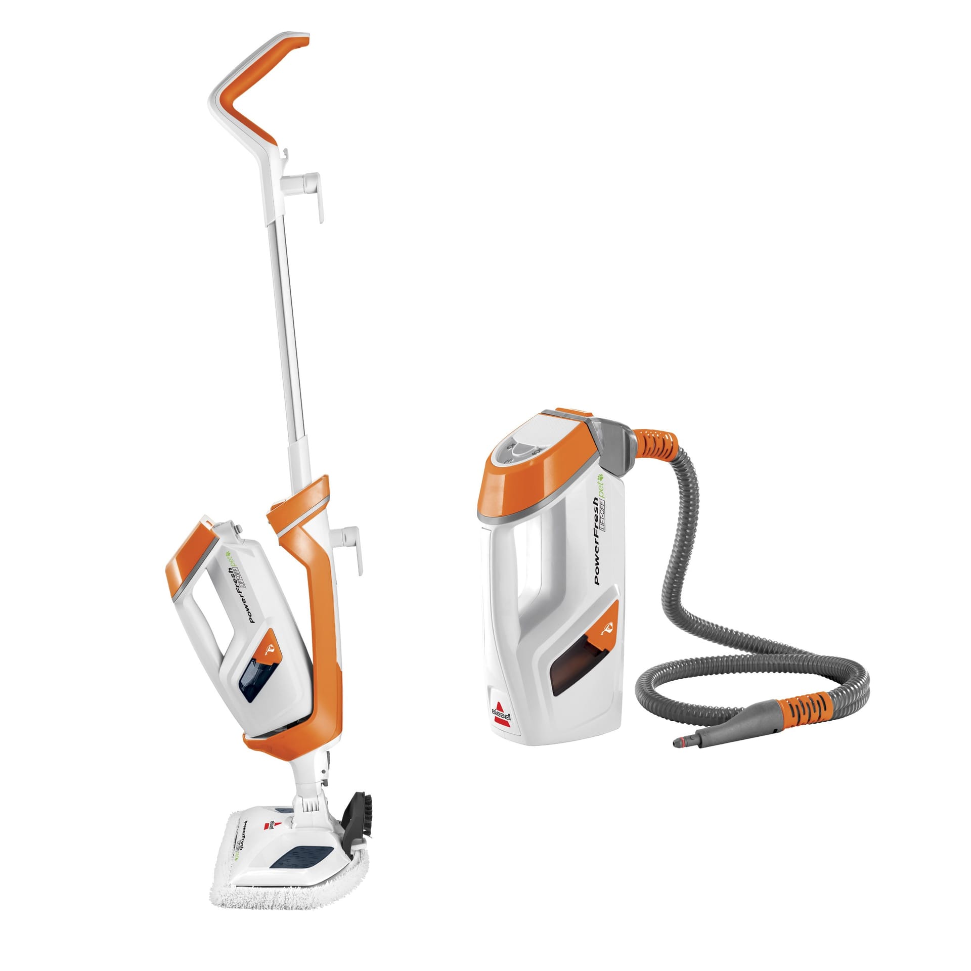 Bissell Power Fresh Lift-Off Pet Steam Mop and Cleaner with 13 Accessories, Orange