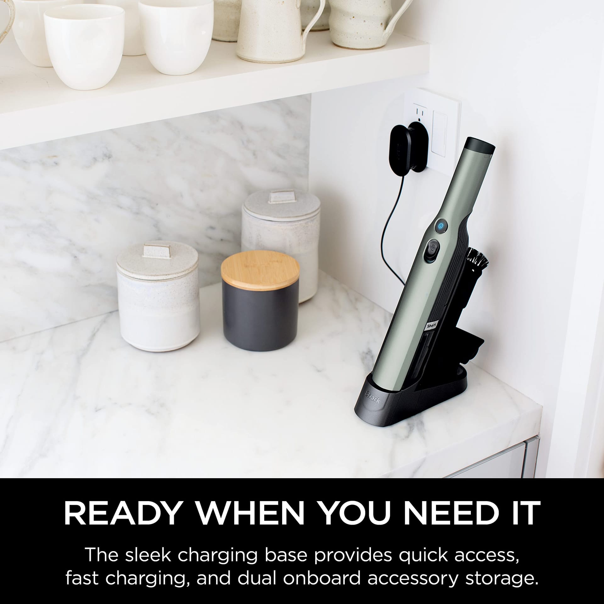 Lightweight Shark Wandvac Cordless Handheld Vacuum with Powerful Suction, Charging Dock, and One-Touch Empty - Sage Green - Review Image 2