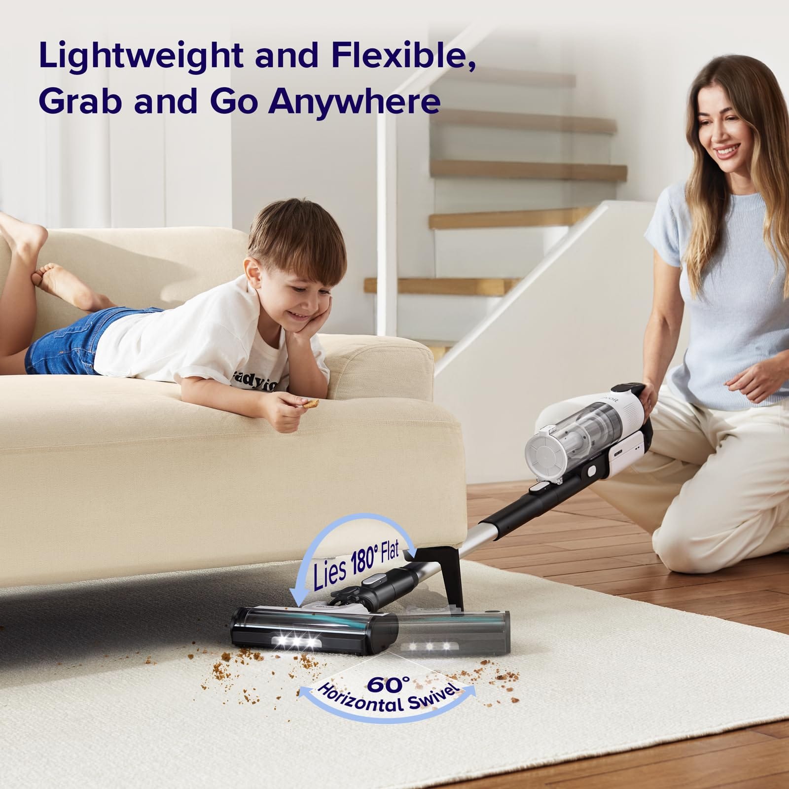 Levoit Cordless Stick Vacuum Cleaner with Tangle-Resistant Design, 50-Minute Runtime, HEPA Filtration, Lightweight, Black & White - Review Image 4