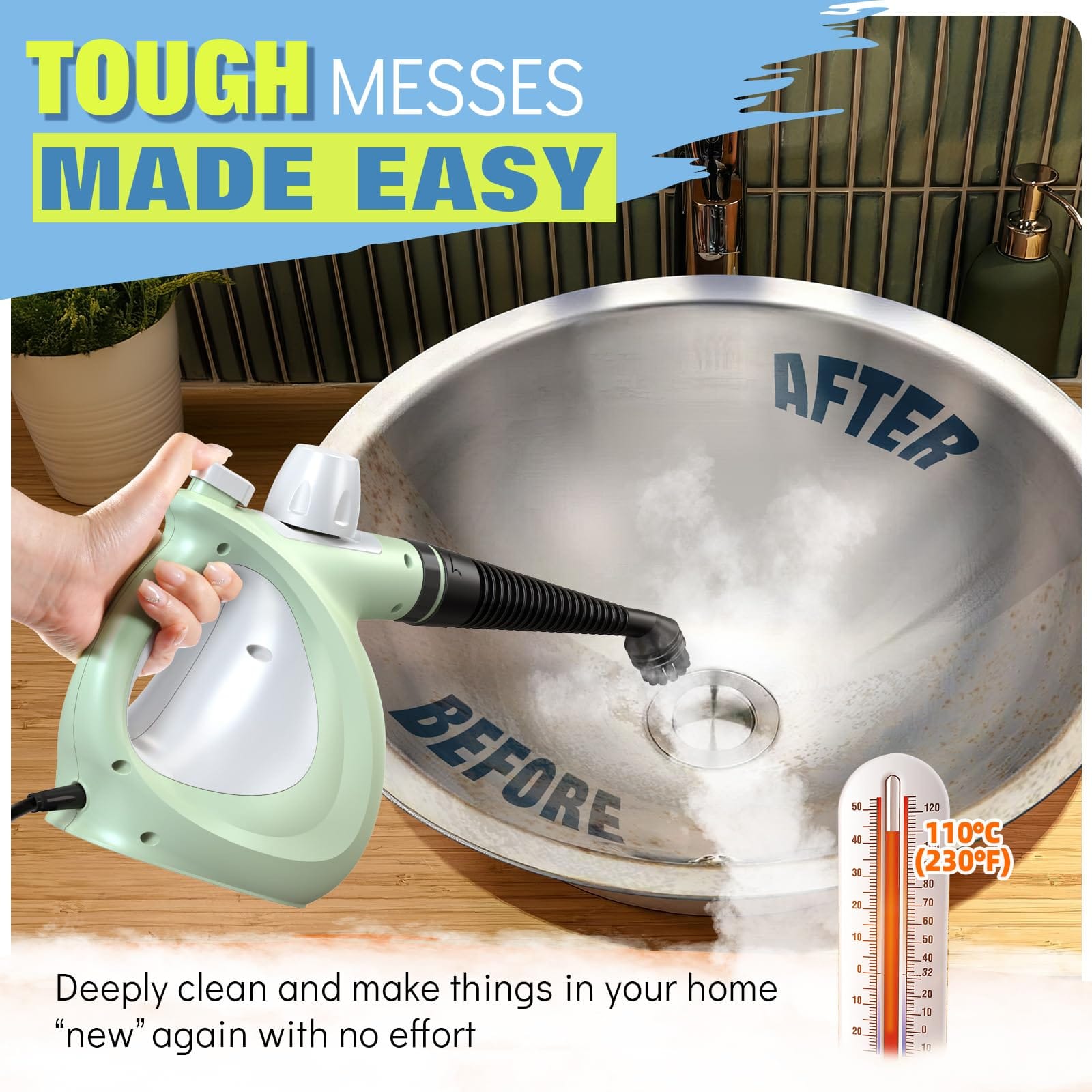 Powerful Pressurized Handheld Steam Cleaner with 11-Piece Accessory Set for Home, Furniture, Upholstery, and Car - Review Image 4