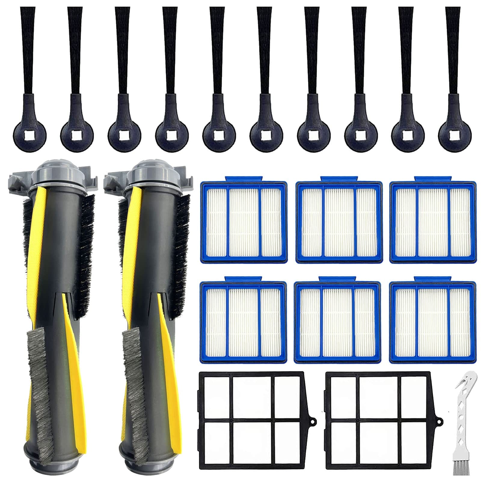 Replacement Accessories Kit Compatible with Shark IQ RV1001AE, AV911S EZ, Av1010AE Robot Vacuum Cleaner - Main Brush, Filters, Side Brushes, Pre Filter