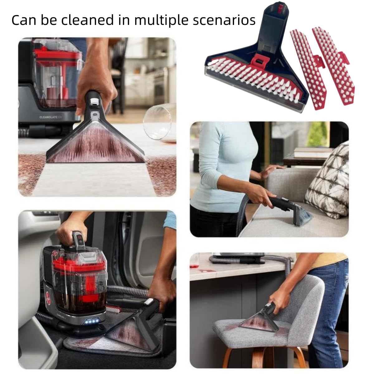 ** Replacement Parts Hoover Cordless Stick Vacuum Brush for FH14050 & FH15000V - Tough Stain Tool Attachments (1+2)

**DESCRIPTION:** 
Upgrade your Hoover CleanSlate Portable Machine with this high-quality replacement brush set compatible with models FH14050, FH15000V, FH14052, BH14000V, FH14000, FH14010, and FH14020. Made of durable materials with strong wear resistance, these attachments are designed to tackle tough stains on sofas, stairs, and carpets. The package includes a cleaning brush tool and two additional slippery brushes for versatile cleaning options.

These replacement parts are easy to install without the need for any tools - simply insert into the joint for a seamless setup. The transparent lid can be easily removed for cleaning and reattached after maintenance. Please note that this is not a Hoover OEM product, but it is designed for perfect compatibility with Hoover machines.

For any inquiries or issues, feel free to reach out to our customer service team. We guarantee a 30-day return warranty to ensure your satisfaction. Trust in our lightweight and efficient brush replacements to keep your vacuum performing at its best. - Review Image 3