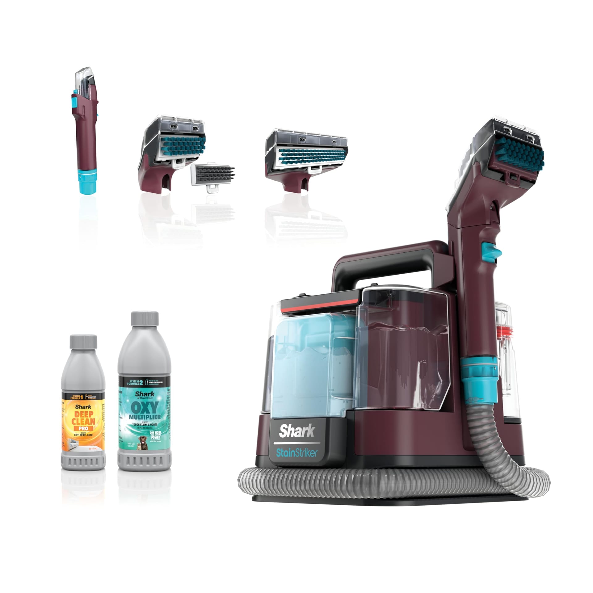 Shark Stainstriker Portable Carpet Cleaner Machine with Dual-Activated Solutions – Perfect for Pet Hair and Tough Stains, Burgundy