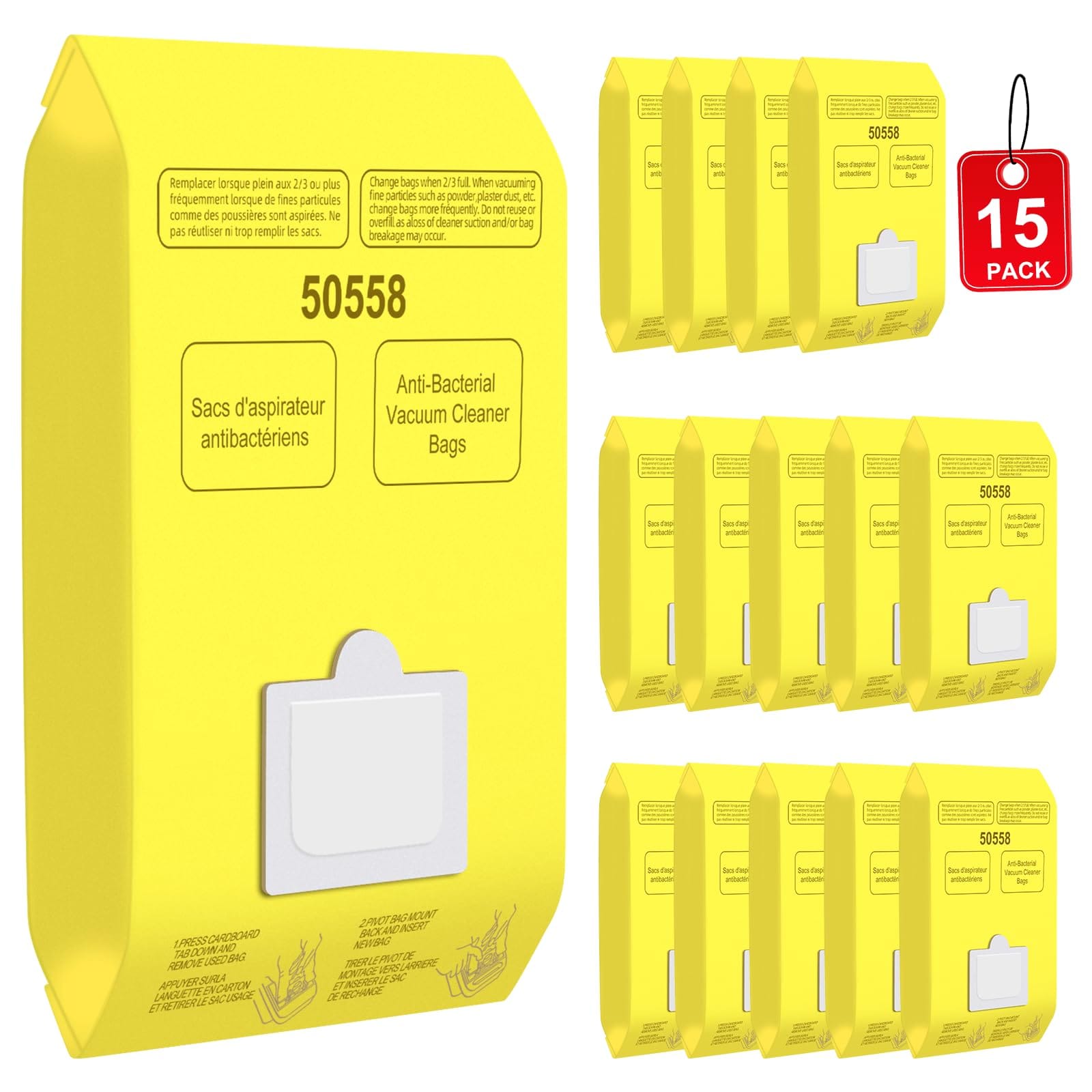 15 Pack HEPA Filter Vacuum Bags Replacement for Kenmore Canister Type C/Q 5055 50557 50558