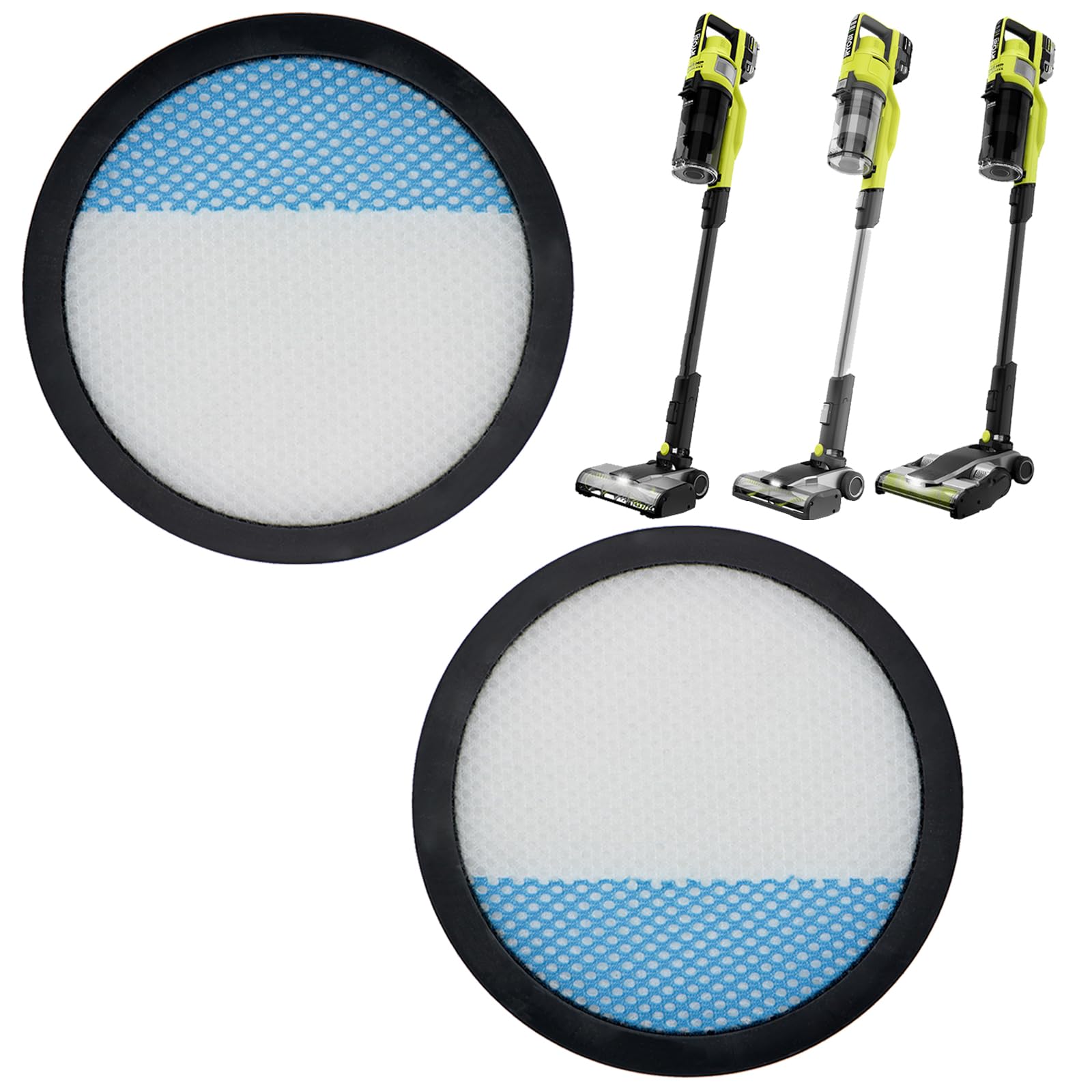 Hepa Filter Replacement for Ryobi 18V 1+ Cordless Stick Vacuum - Compatible with PBLSV716K, PBLSV716B, PBLSV717K, PBLSV717B, PCL720K, PCL720 - Compare to Part A32SV720N (2 Pack)