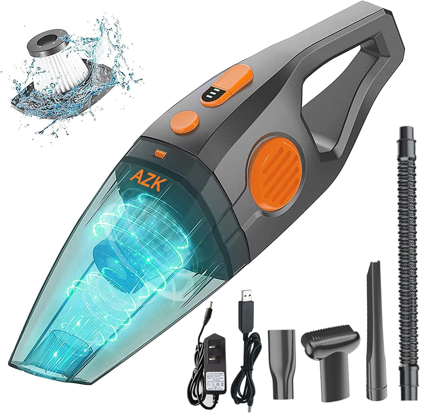 Upgrade Handheld Vacuum Cordless Rechargeable Handheld Vacuums 12000Pa-16500Pa High Power with Power Display for Car, Home, Office, Pet Hair Travel Cleaning - Wet and Dry Use