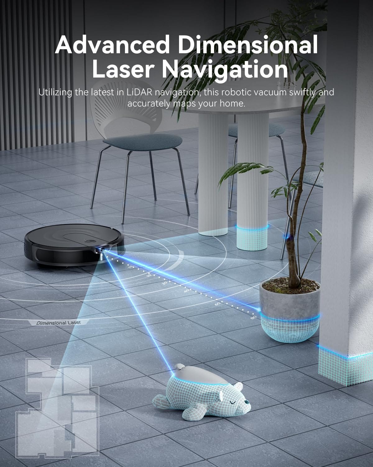 Smart Mapping Robot Vacuum Cleaner with 9000Pa Max Suction, LiDAR Navigation, and HEPA Filter - Ideal for Pet Hair, Carpet, and Hard Floors - Review Image 2
