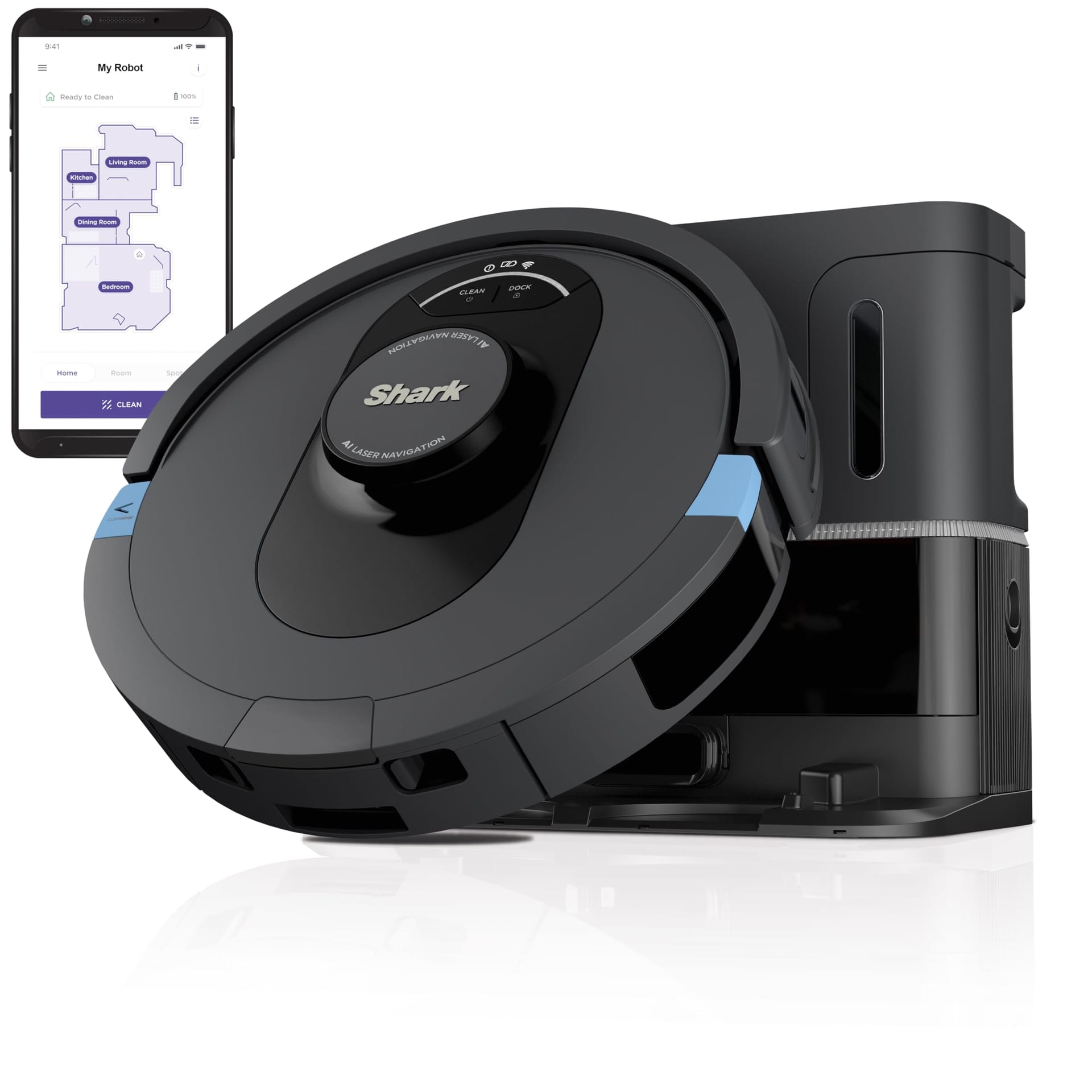 Shark AI Ultra Robot Vacuum with Matrix Clean, Home Mapping, Self Empty Base, Pet Hair, Wifi - Dark Grey | Lightweight Robot Vacuum for Hardwood Floors