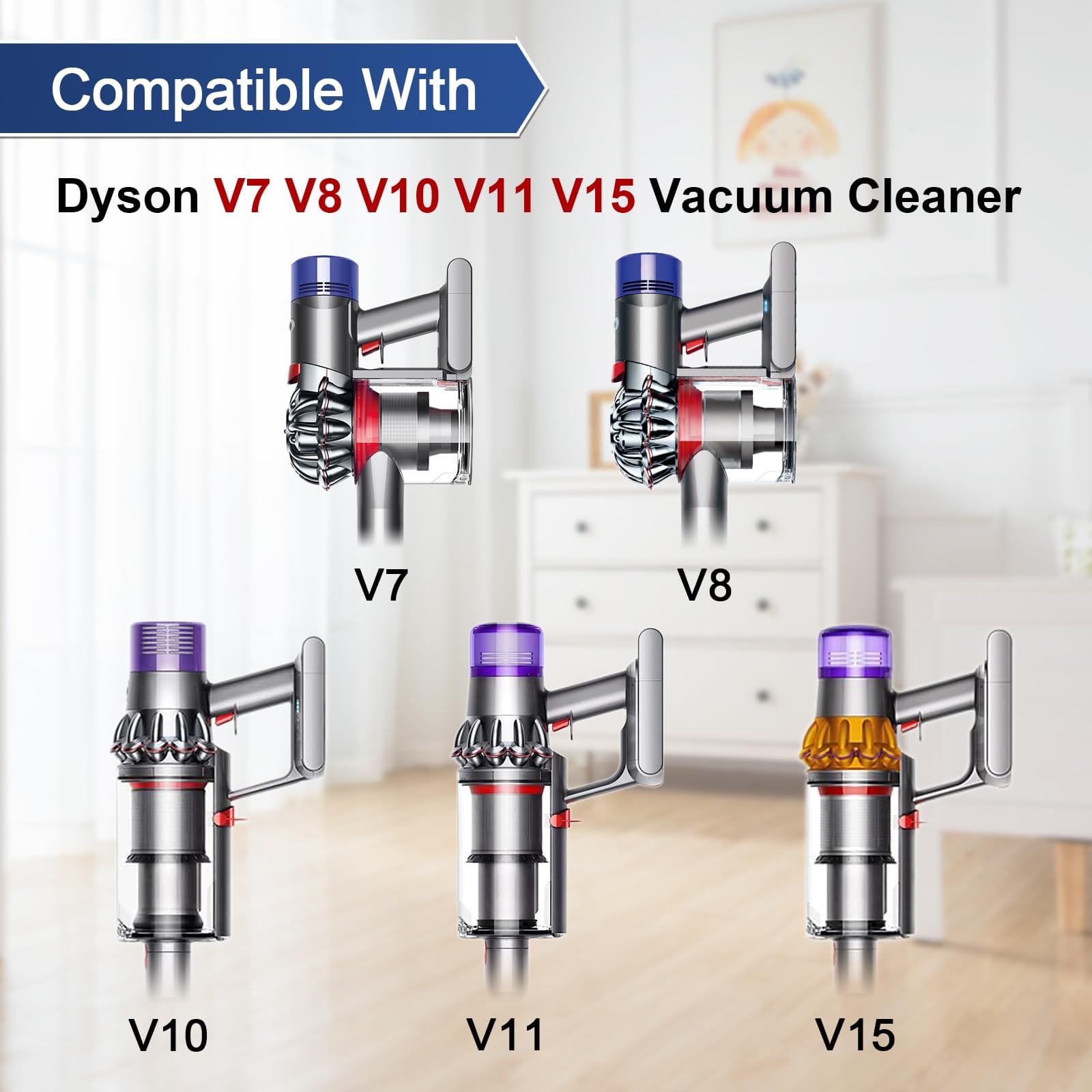 Garbage Fighter Quick-Release Motorhead Cleaner Compatible with Dyson V7 V8 V10 V11 V15 Vacuum - Replacement Electric Head for Hardwood Floors & Carpets (967483-04) - Review Image 4