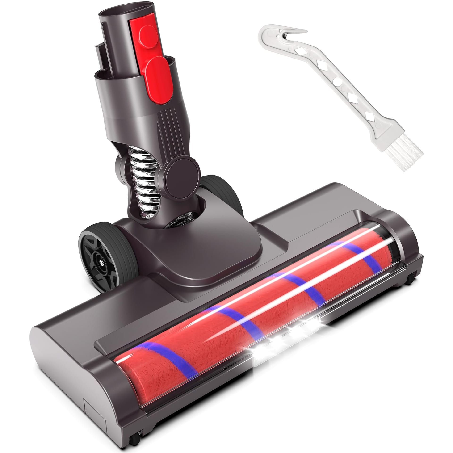 Haoyijor Vacuum Attachment Compatible with V15 V8 V7 V10 V11 Models, Hardwood Floor Cleaner with Flexible Big Rollers, LED Light Soft Roller Brush Replacement