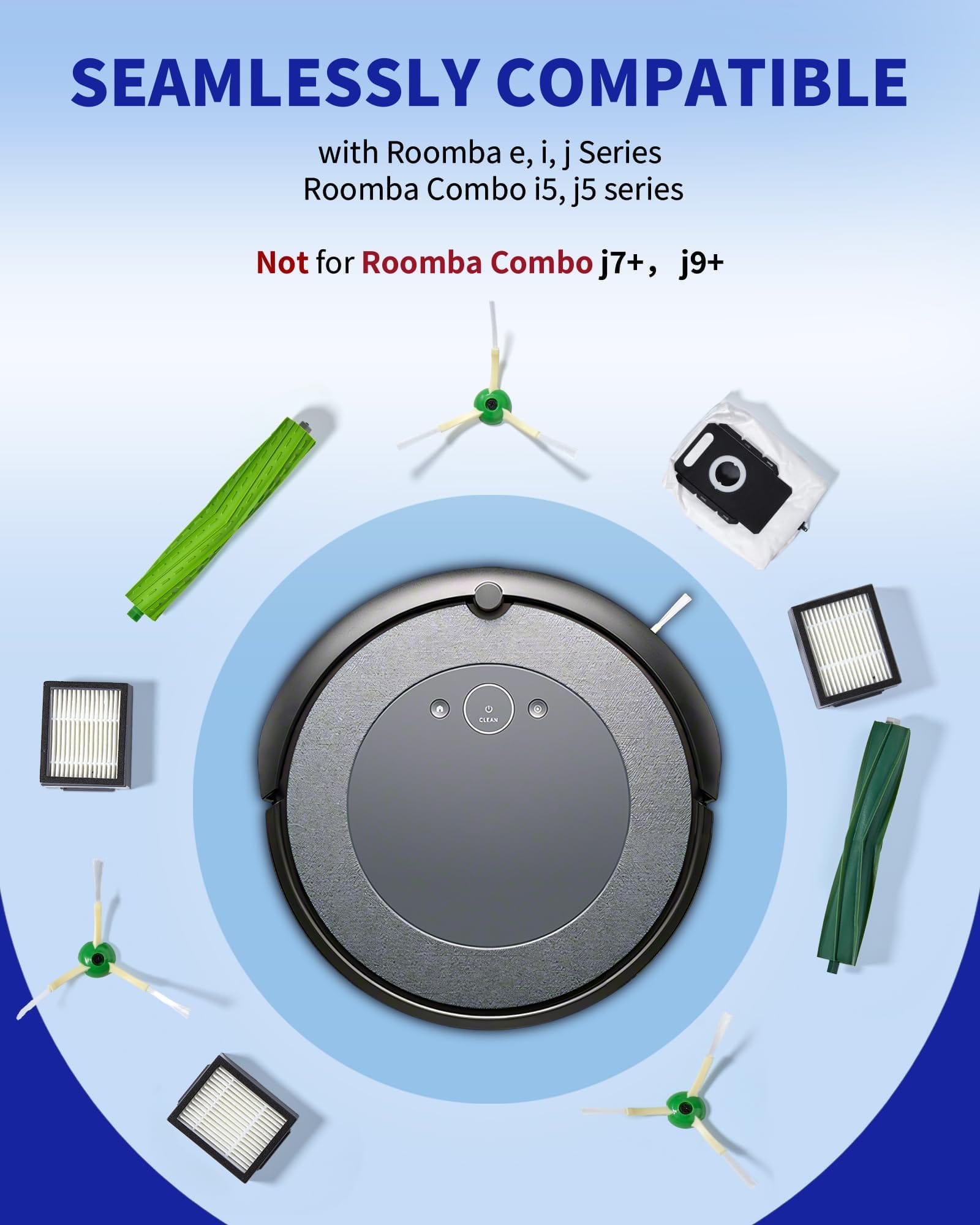 HEPA Filter Replacement Parts & Accessories for iRobot E, I & J Series Robot Vacuums - Combo I5, J5 Series, Dual Multi-Surface Rubber Brushes and 3 Hepa Filter & 3 Edge-Sweeping Brushes - Review Image 4