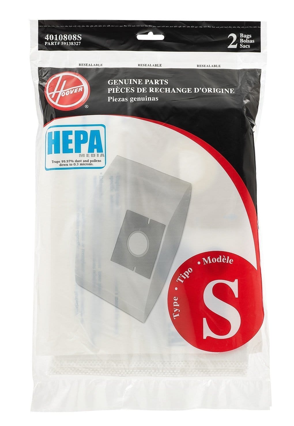 Hoover Type S HEPA Bag (6-Pack) - Compatible with WindTunnel and Constellation Canister Vacuums, Model 4010808S