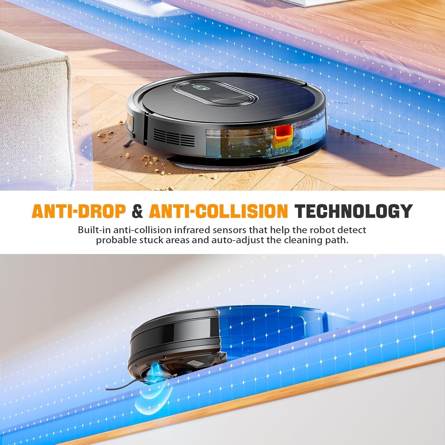 HEPA Filter Robot Vacuum and Mop Combo with Powerful 3200Pa Suction, Ideal for Pet Hair, Hard Floor, Carpet - Review Image 4