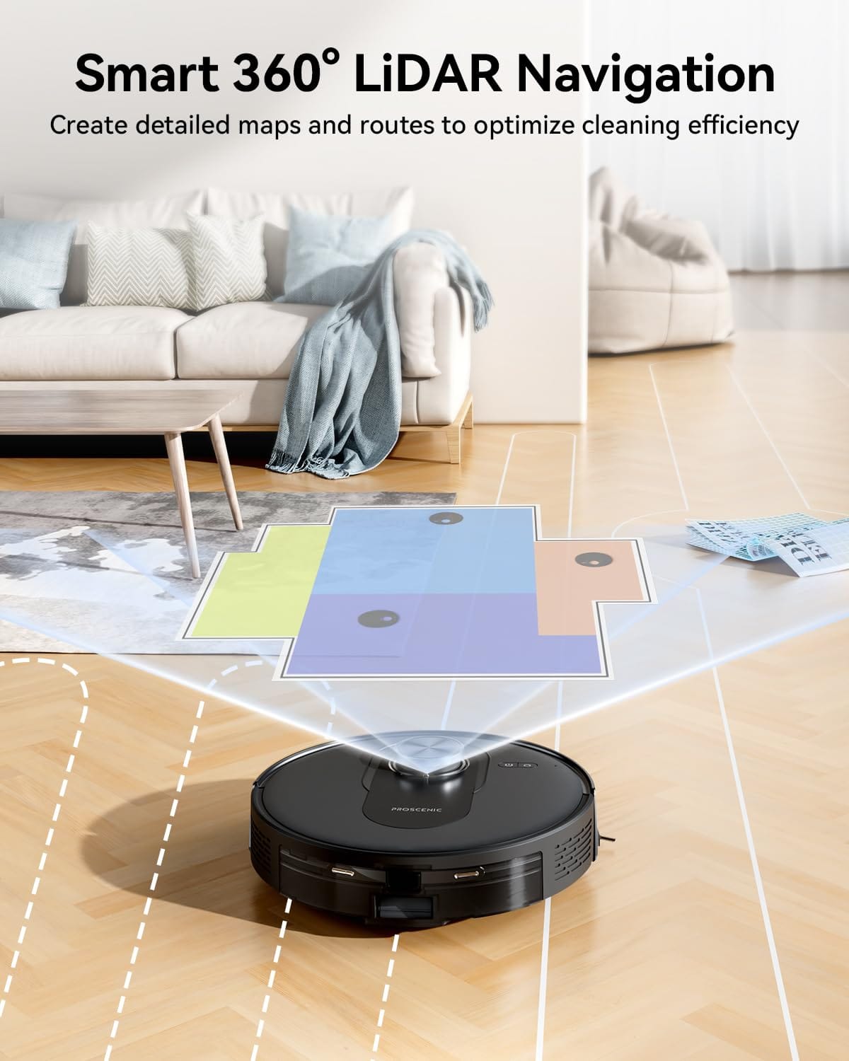 Proscenic Q8 Max Robot Vacuum and Mop with Self-Emptying System, Lidar Navigation, 4200 Pa Suction, 200 Min Runtime, Wifi App Control - Review Image 3