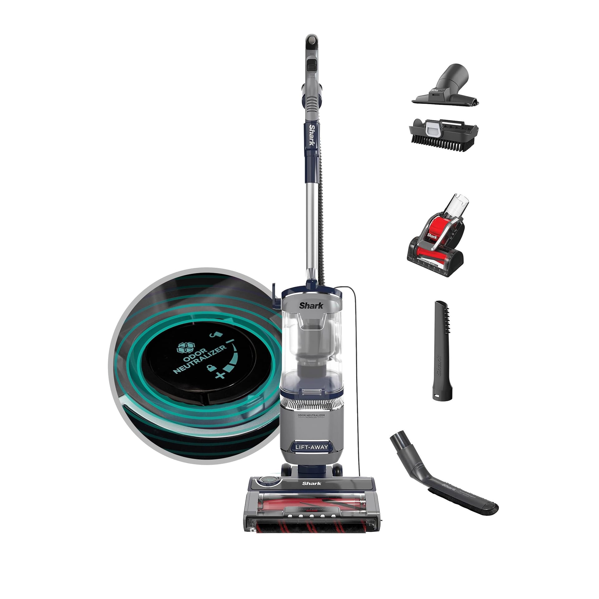 Renewed Shark UV900 Pet Performance Plus Lift-Away Upright Vacuum with Duoclean Powerfins HairPro and Odor Neutralizer Technology, Navy/Silver - Ideal Pet Hair Vacuum with Powerful Suction