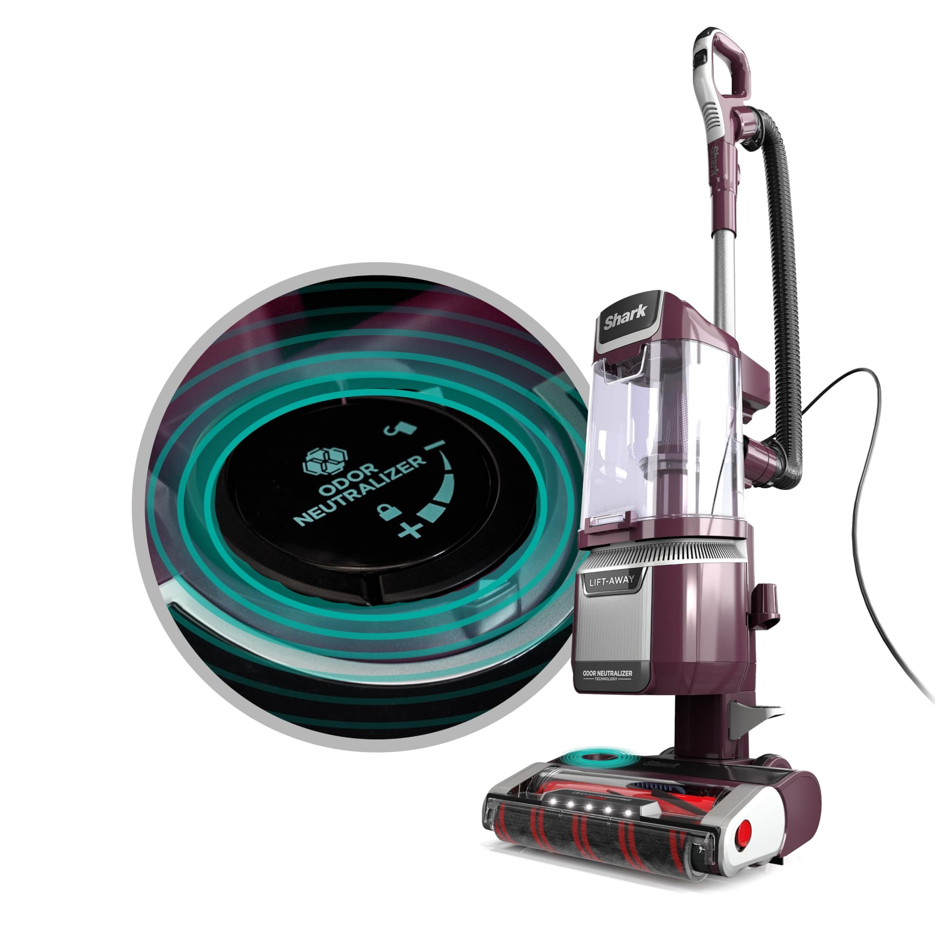Lightweight Shark LA702 Rotator Pet Lift-Away Adv Upright Vacuum with Duoclean Powerfins Hairpro & Odor Neutralizer Technology, Wine Purple, HEPA Filter