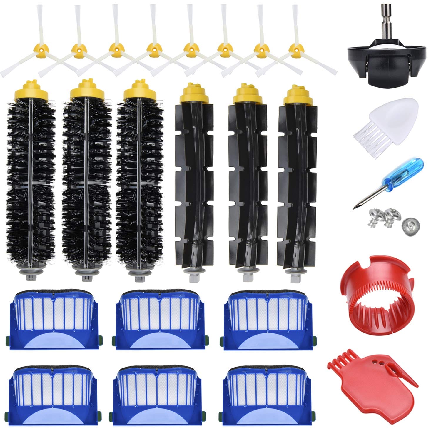 Replacement Parts Kit for Irobot Roomba 600 Series - Bristle & Beater Brushes, Filters, Side Brushes, Caster Wheel