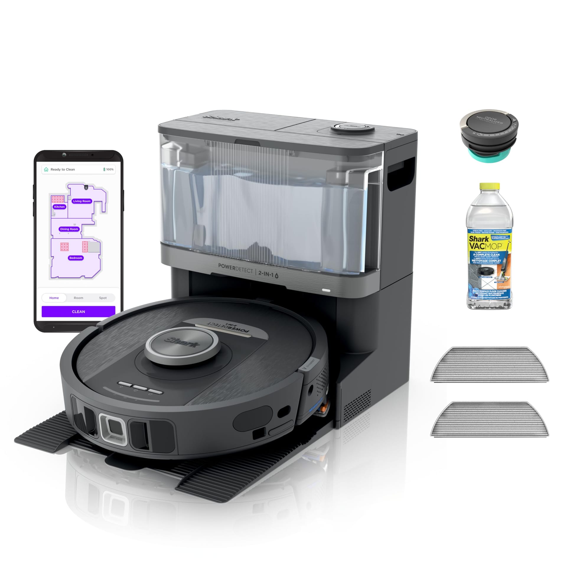 Shark Powerdetect Nevertouch Robot Vacuum & Mop Combo with Self-Emptying & Self-Refilling