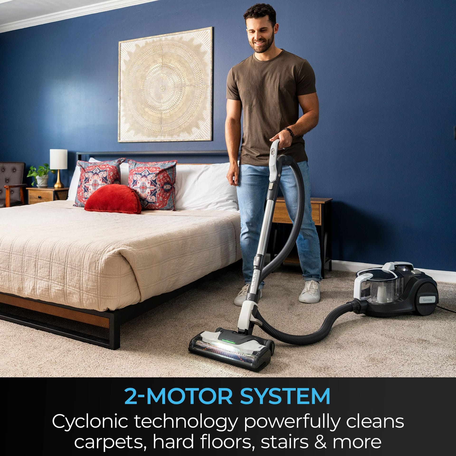 Budget-Friendly Kenmore 500 Series Bagless Canister Vacuum with Hair Eliminator Brushroll, Cyclonic Technology, HEPA Filtration, 24' Auto Cord Rewind, White - Review Image 2