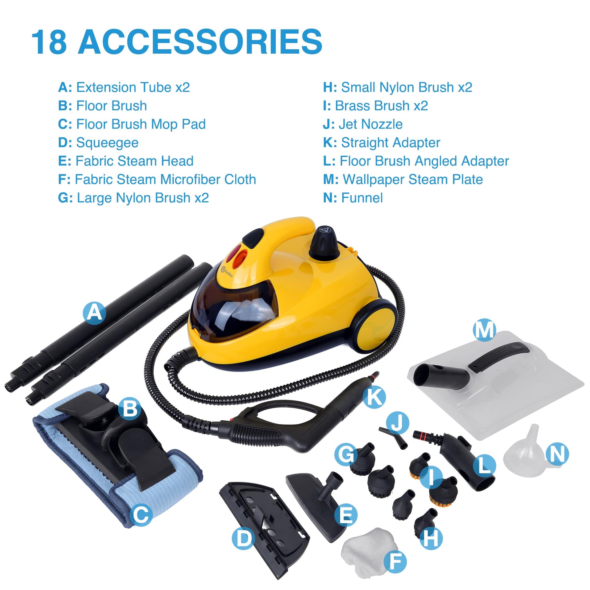 Multipurpose Steam Cleaner with 18 Accessories - Portable Steamer for Floor, Carpet, Kitchen, Bathroom, Tile & Window, Couch, Car - Chemical-Free Cleaning and Wallpaper Removal - Review Image 2