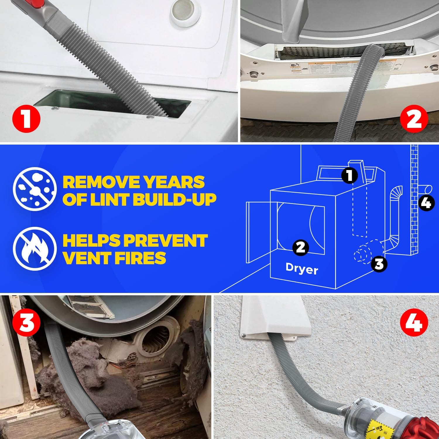 Holikme Dryer Vent Cleaner Kit with Cordless Stick Vacuum Compatibility - Grey - Review Image 3
