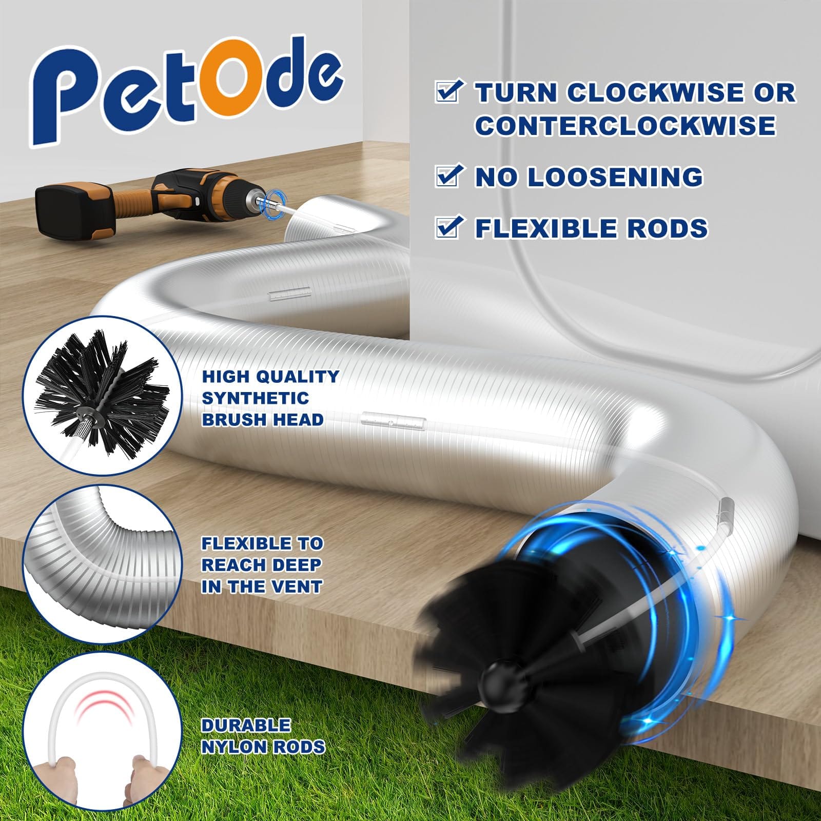 Petode 32 Feet Dryer Vent Cleaner Kit with Drill Attachment for Efficient Cleaning and Safety - Review Image 4