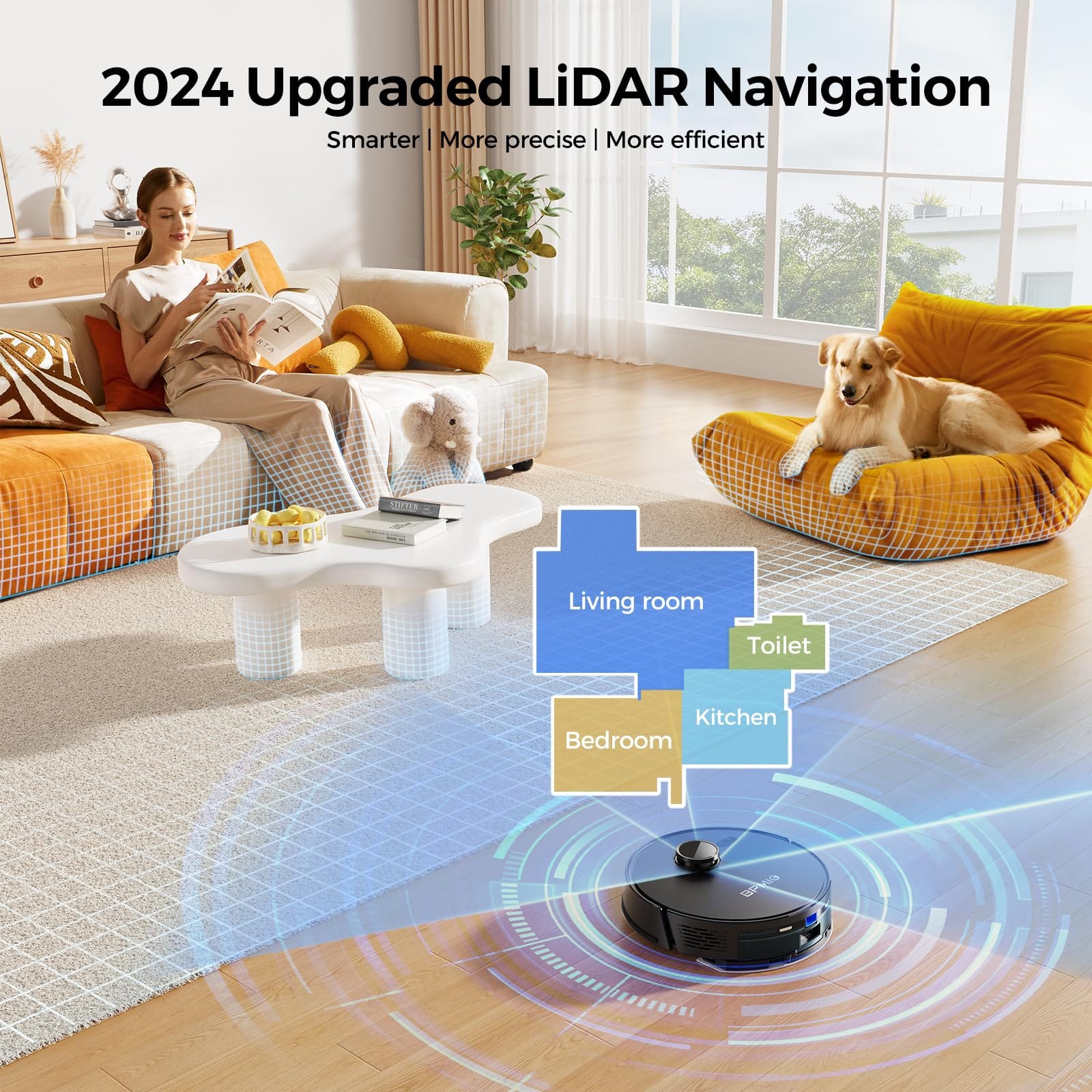 Cordless B15 Robot Vacuum and Mop Combo with Lidar Navigation - 5000Pa Suction, 3-in-1 Cleaning, WiFi/App/Alexa, Auto-Charging - Ideal for Pet Hair, Carpet, Hard Floors - Review Image 3