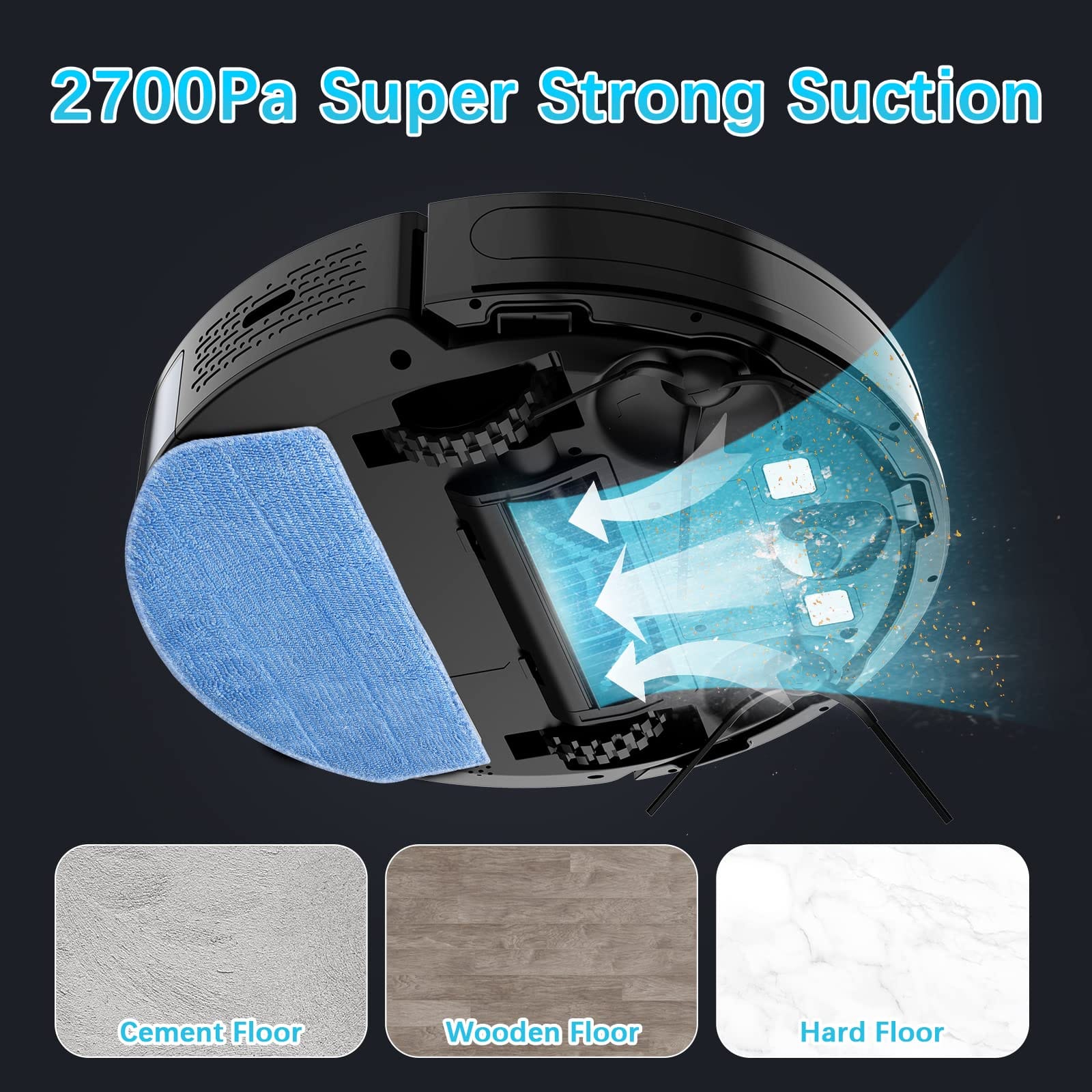 Tikom G8000 Robot Vacuum Cleaner with Mopping, 2700Pa Strong Suction, Self-Charging, for Pet Hair & Hard Floors, Black - Review Image 3