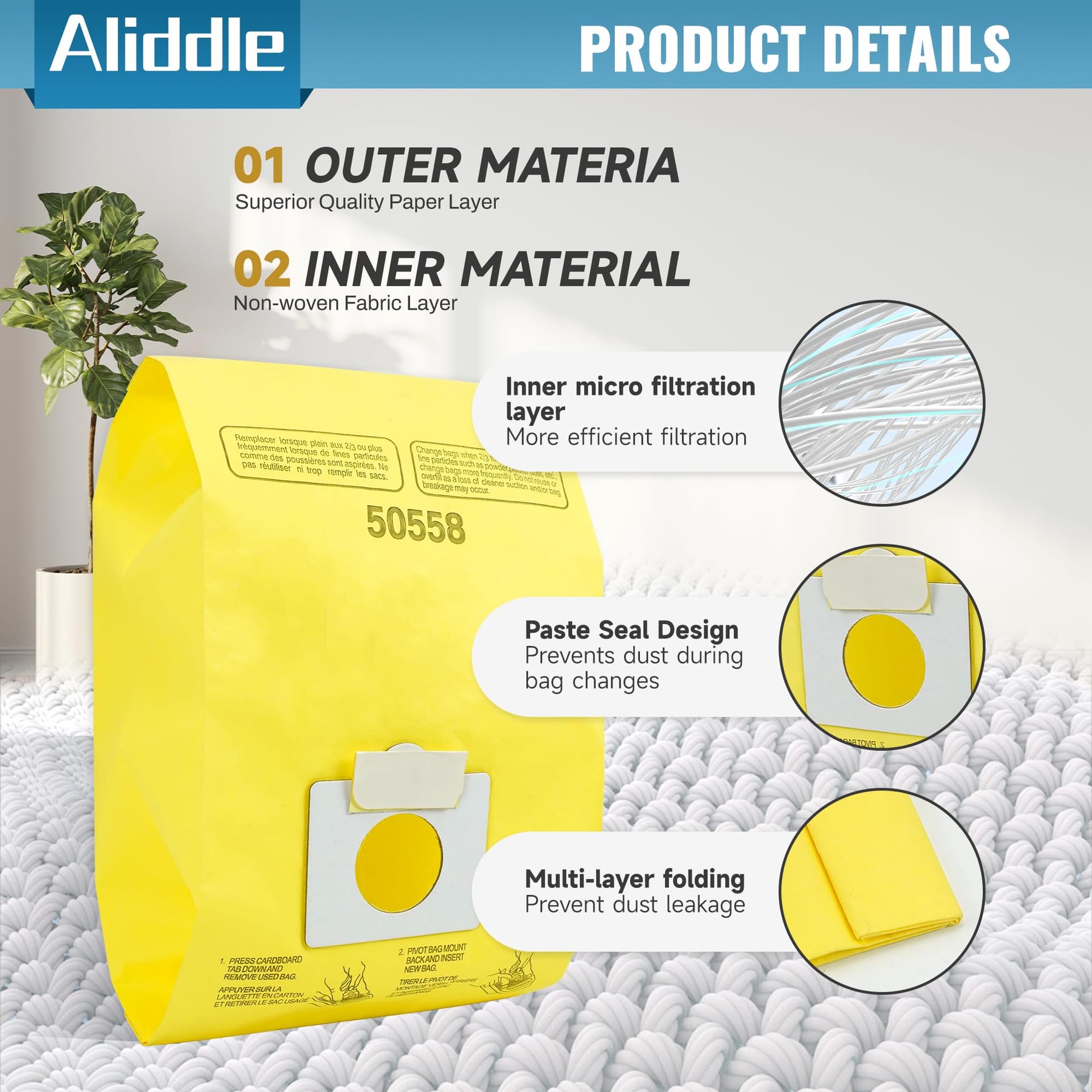 Budget-Friendly 5055 Vacuum Bags Replacement for Kenmore Canister Type C/Q 50555 50558 50557 - Pack of 12 - Review Image 5