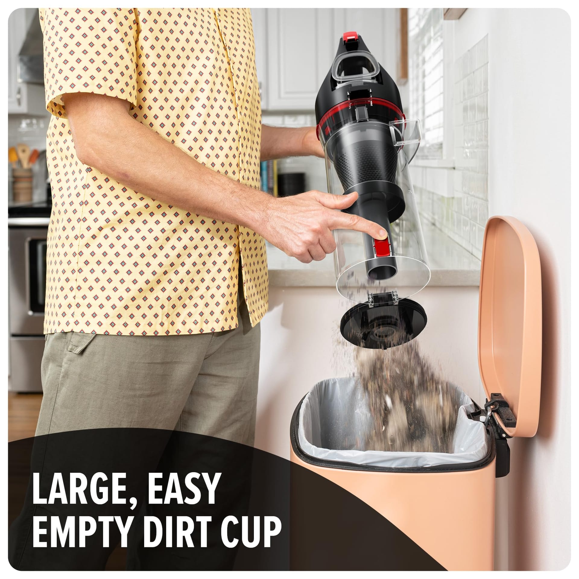 Dirt Devil Multi-Surface+ Upright Bagless Vacuum Cleaner Machine with Powerful Suction for Carpet and Hard Floor Cleaning, Lightweight, 4-Level Height Adjustment, Extended Filtration, UD76200V, Red - Review Image 4