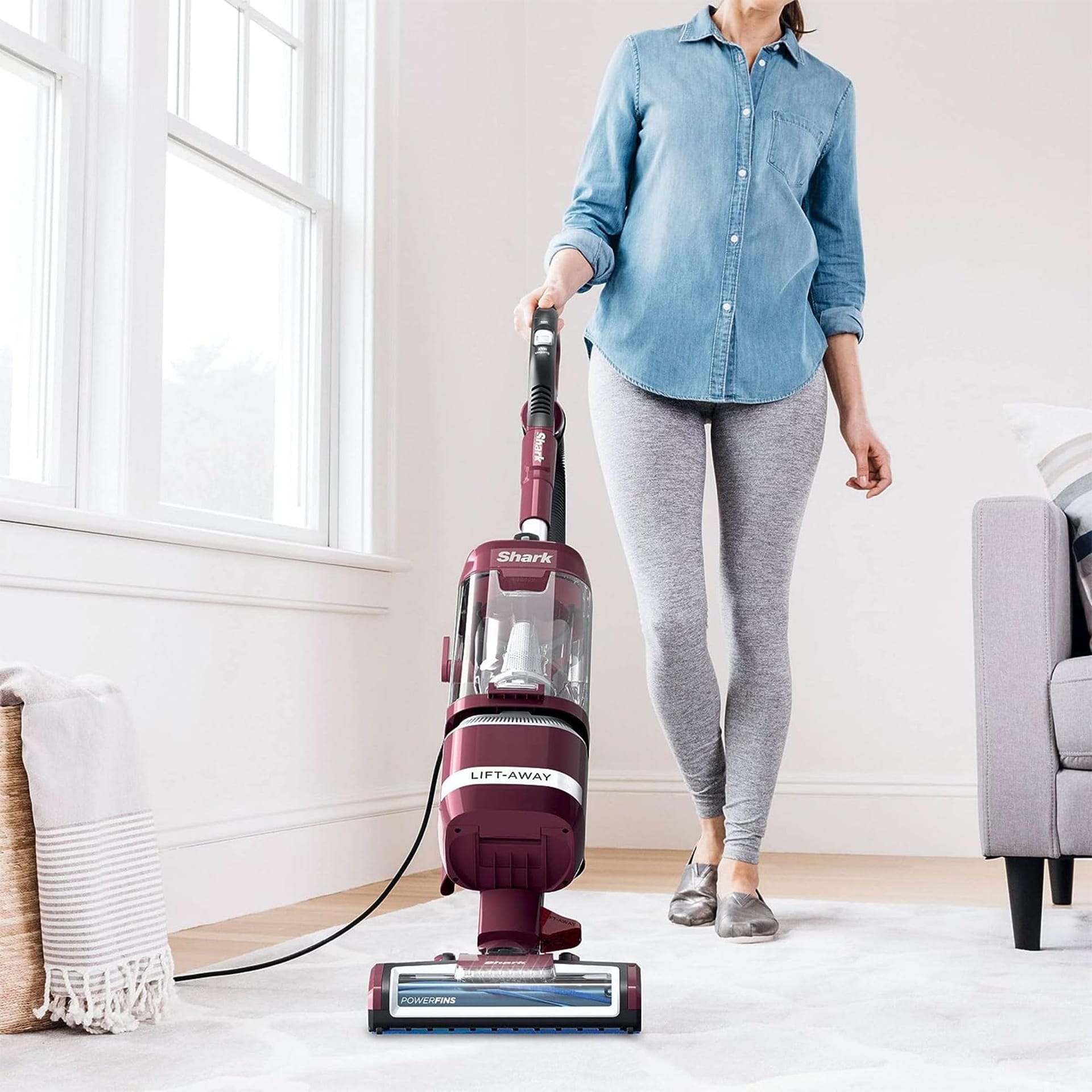Shark Navigator Lift-Away Advanced Upright Vacuum with PowerFins Brush Roll, LED Headlights and Swivel Steering - Red (Renewed) - Review Image 5