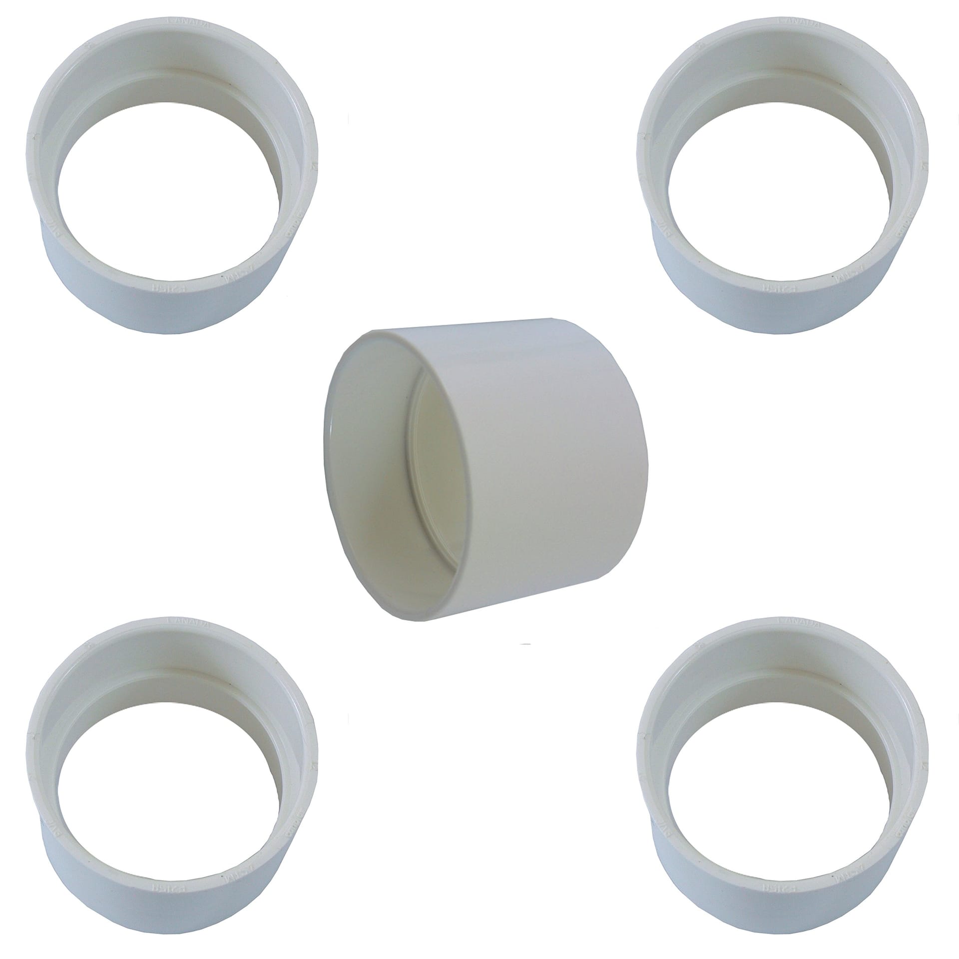5-Pack Central Vacuum Pipe Coupling Fittings for 2-Inch Pipes - Built-In PVC Connector Couplers