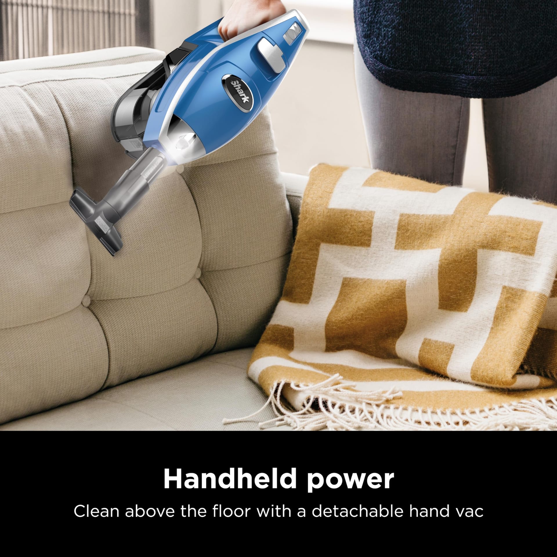 Shark Rocket HV343AMZ Corded Stick Vacuum with Self-Cleaning Brushroll, Lightweight & Maneuverable - Ideal for Pet Hair Pickup, Converts to Hand Vacuum, Crevice & Upholstery Tools Included, Blue/Silver - Review Image 3