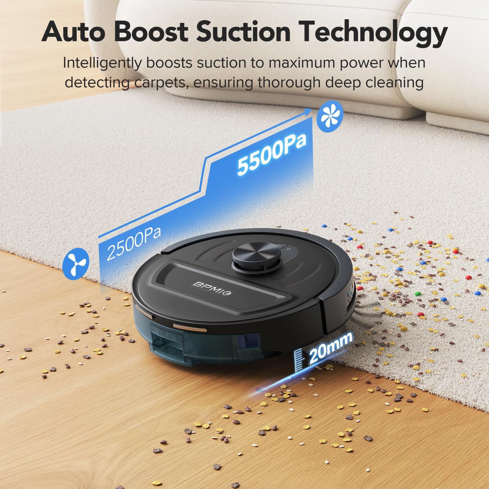 Powerful Bpmio Robot Vacuum and Mop Combo with Lidar Navigation and 5500Pa Suction Power - Review Image 5
