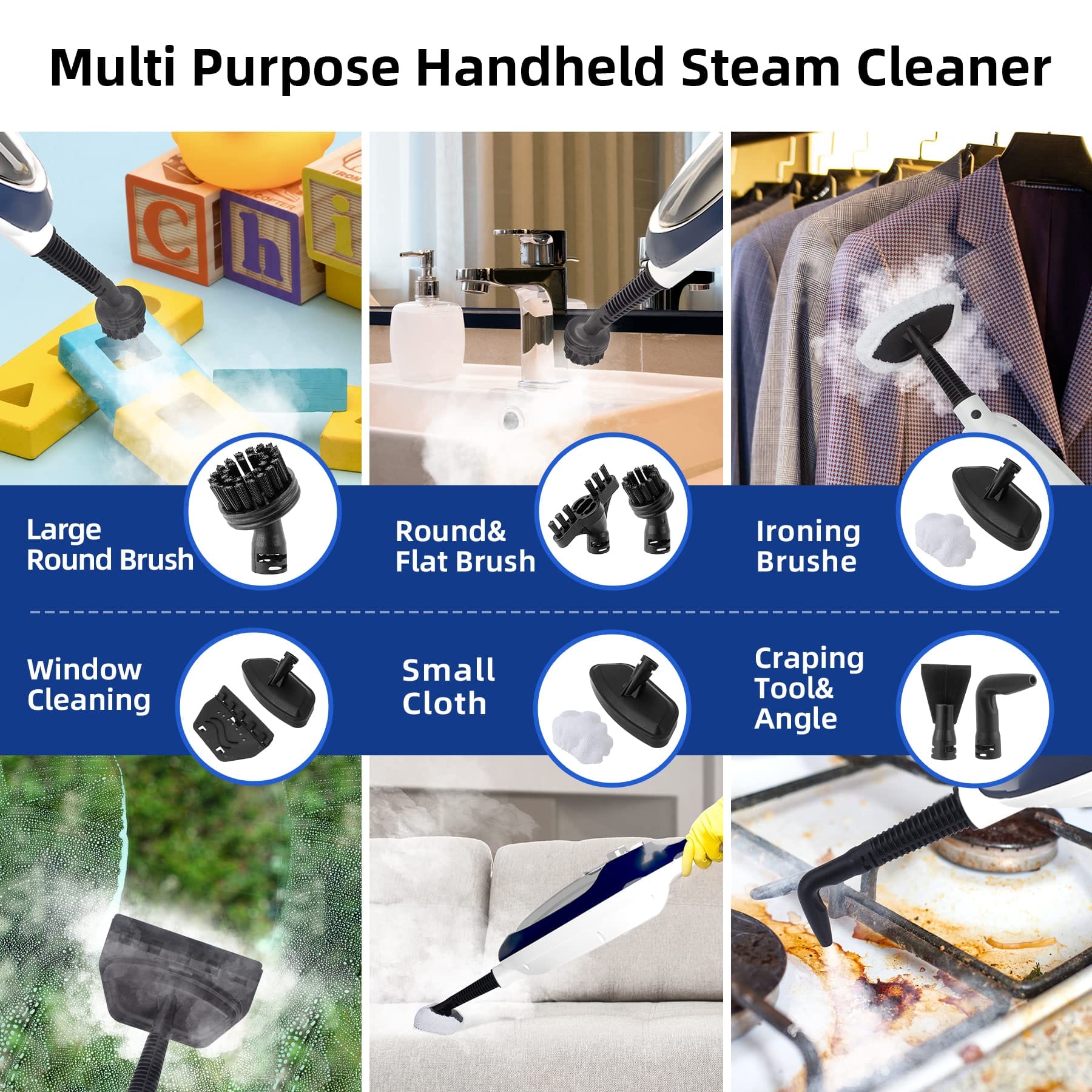 10-in-1 Steam Mop Floor Steamer with Handheld Cleaner - Ideal for Hardwood, Tile, Laminate, and Carpet Cleaning (Blue) - Review Image 4