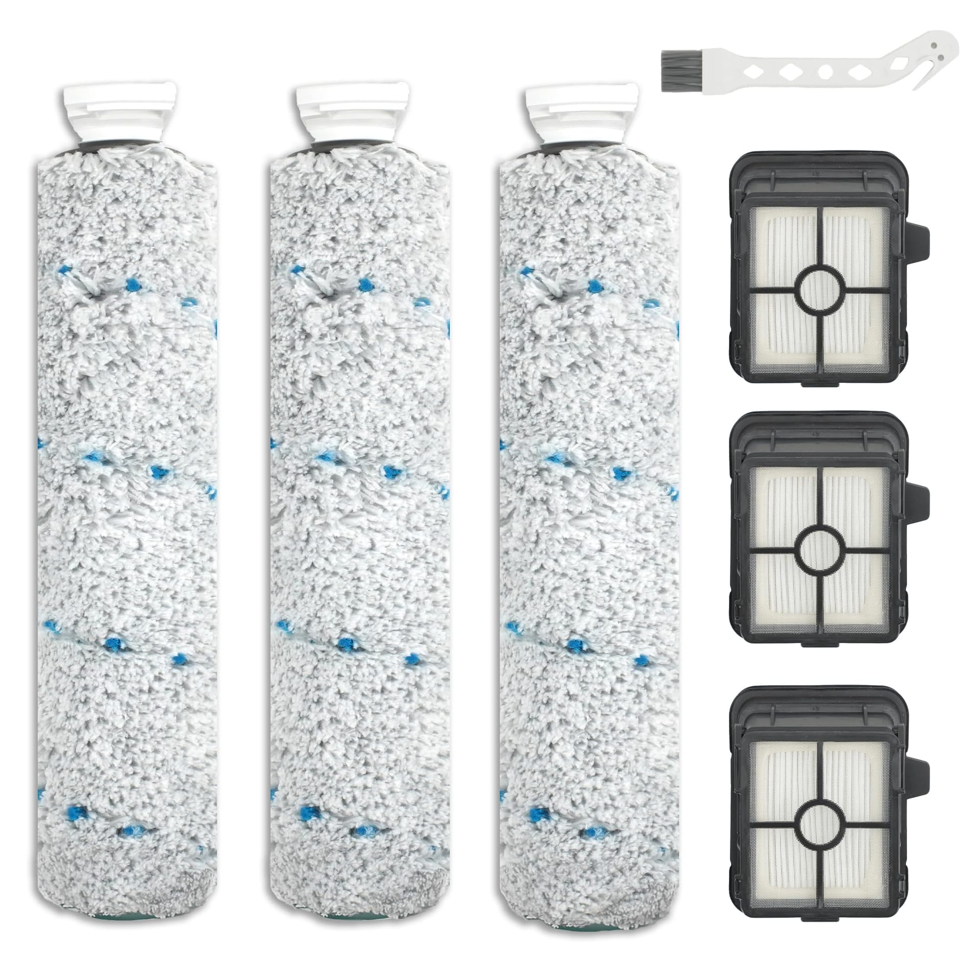 3 Pack Multi-Surface Brush Rolls and Filters Compatible with Bissell CrossWave Max & HydroSteam – Replacement Parts for Various Models