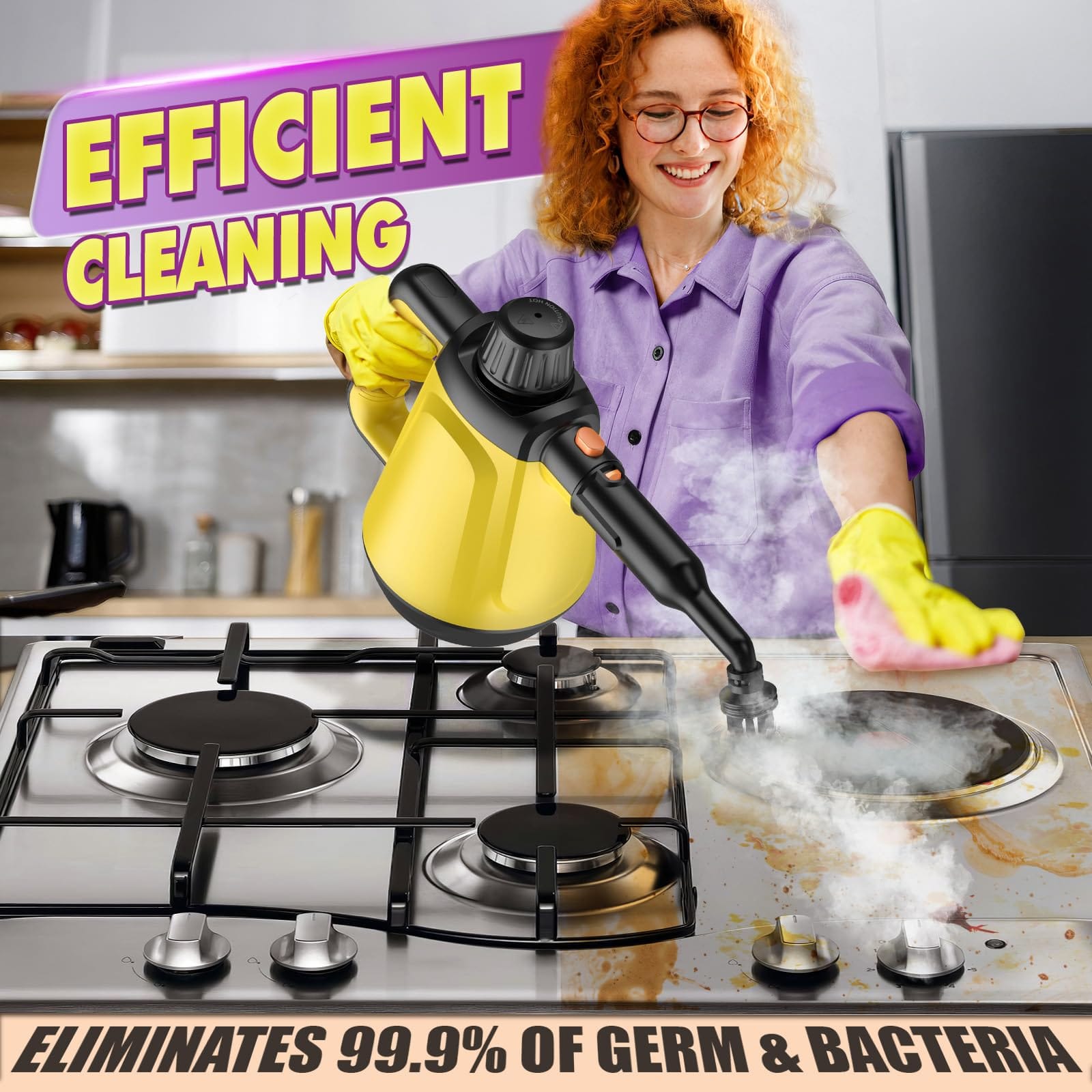 Eco-Friendly Multi-Surface Handheld Steam Cleaner with 10 Accessories - 13Oz Pressurized, On-Demand Cleaning Tool for Home, Dirt, Grease, Grout, Tile, Floor, Couch, and Car - Review Image 2
