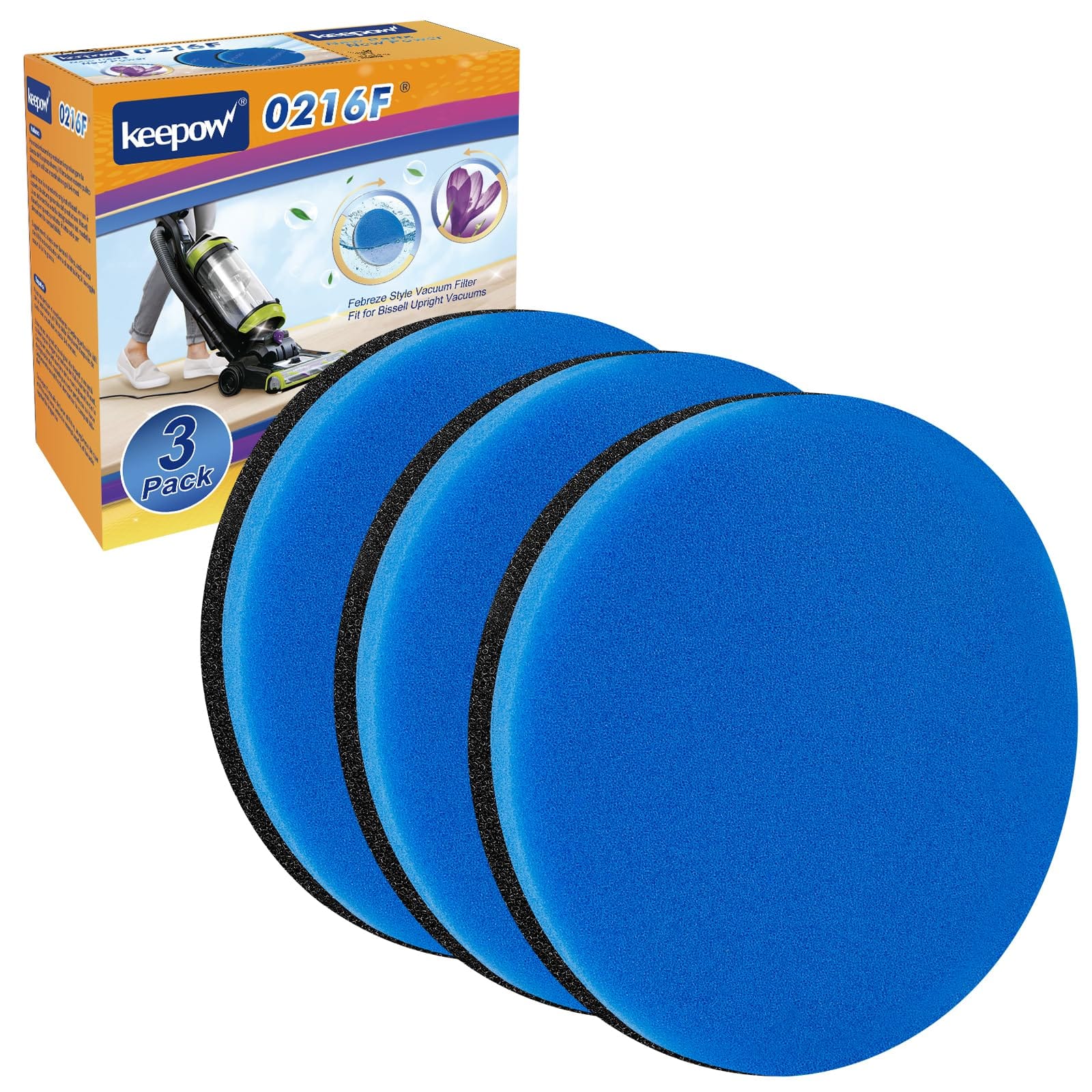 Febreze Vacuum Filter 3 Pack Compatible with Bissell Cleanview & Powerglide Pet Upright Vacuum, Part #12141 (No Fragrance)