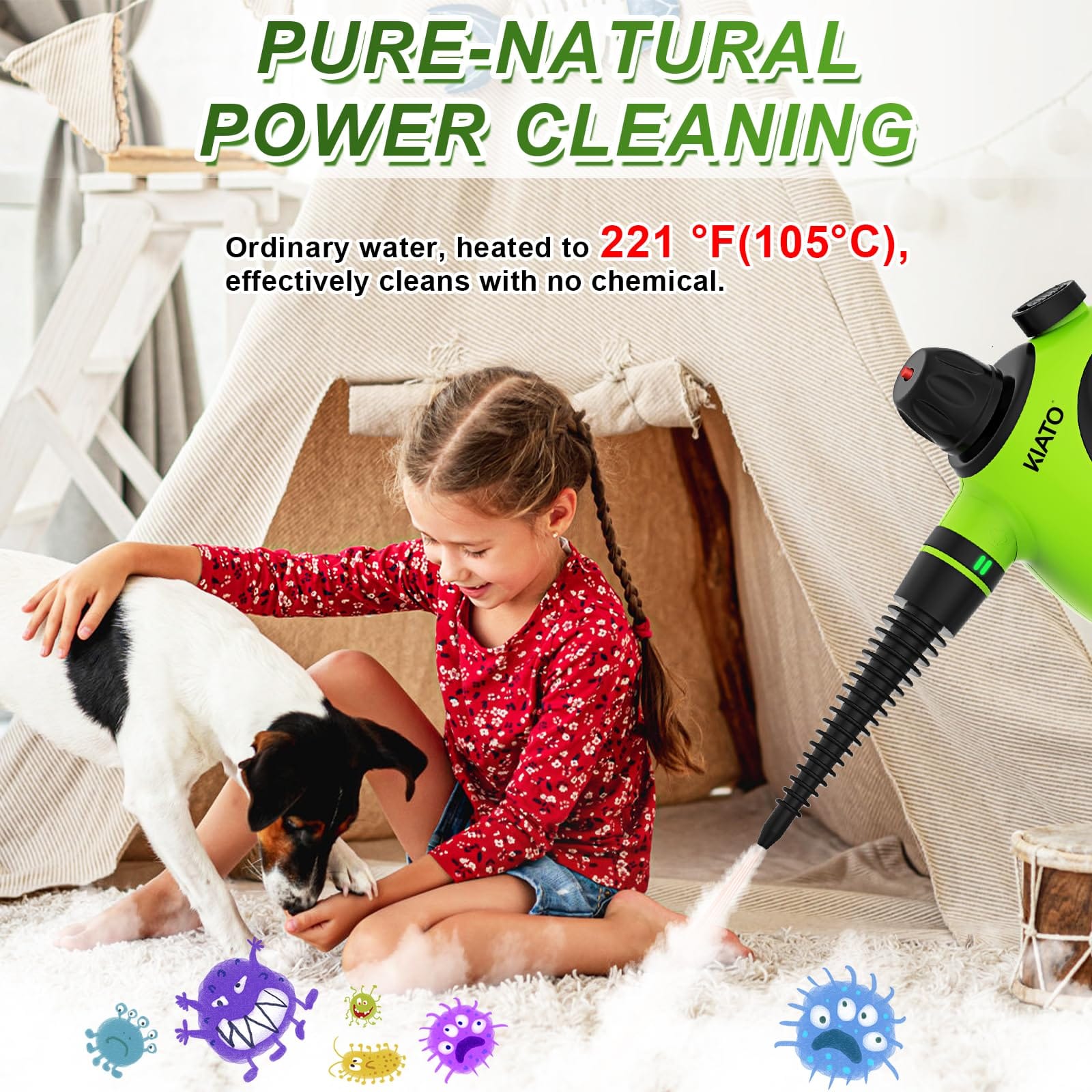 Multipurpose Kiato 10-in-1 Handheld Steam Cleaner for Home, Bathroom, Upholstery, and Car - Review Image 3