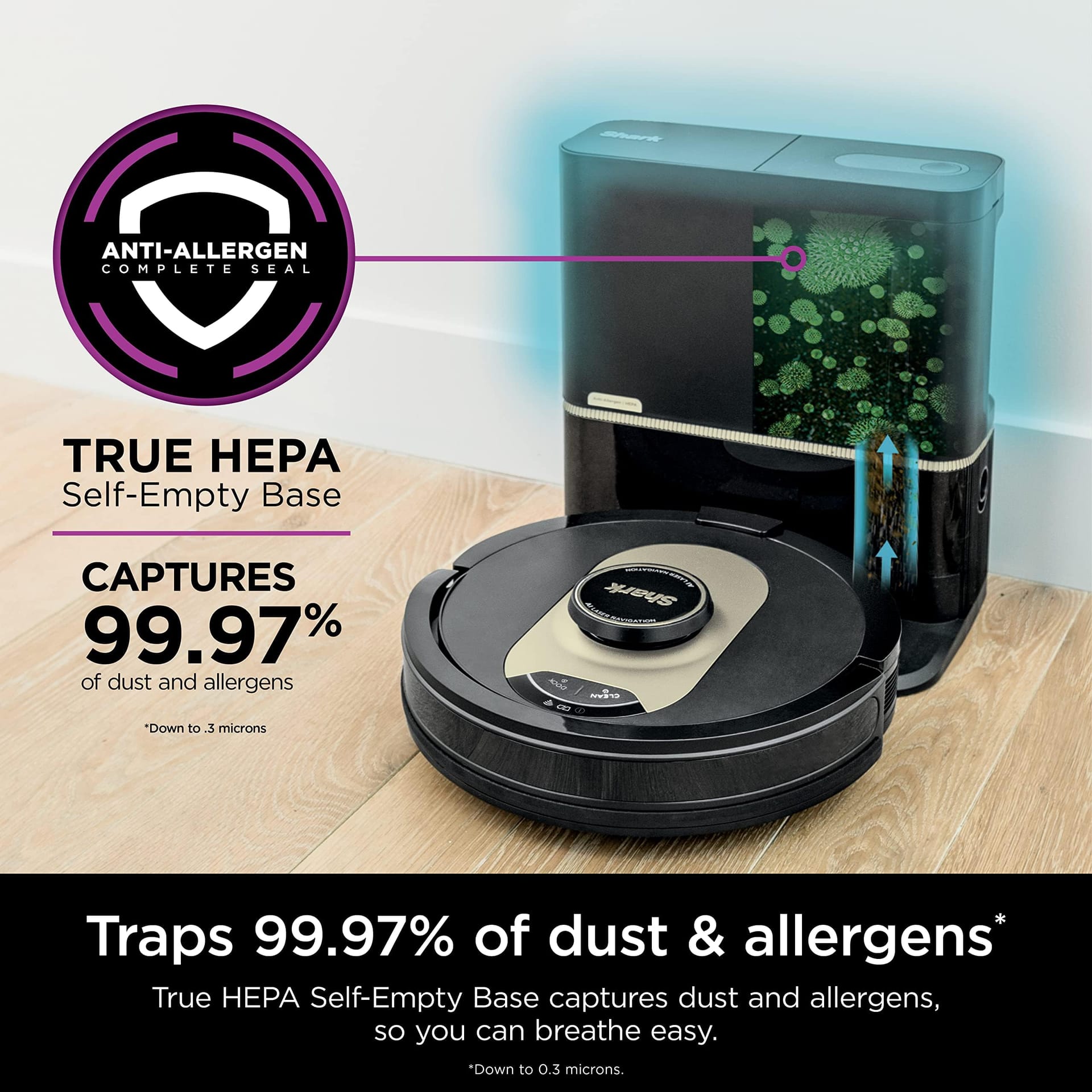 Powerful Shark AI Robot Vacuum with XL HEPA Self-Empty Base, Bagless, 60-Day Capacity, LiDAR Navigation, Perfect for Pet Hair, Wi-Fi Connected - Black - Review Image 4