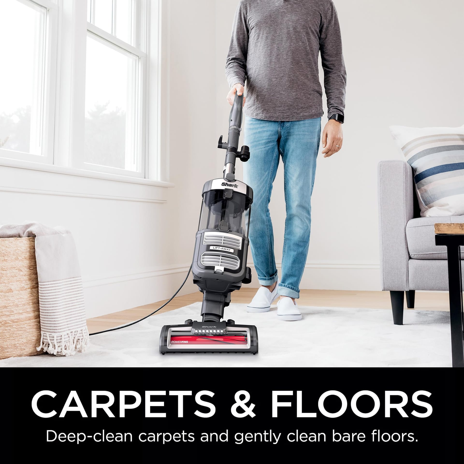 Renewed Shark UV730 Navigator Lift-Away Upright Vacuum with Powerfins Hairpro Brushroll, HEPA Filter, LED Headlights, Swivel Steering - Gray - Review Image 2