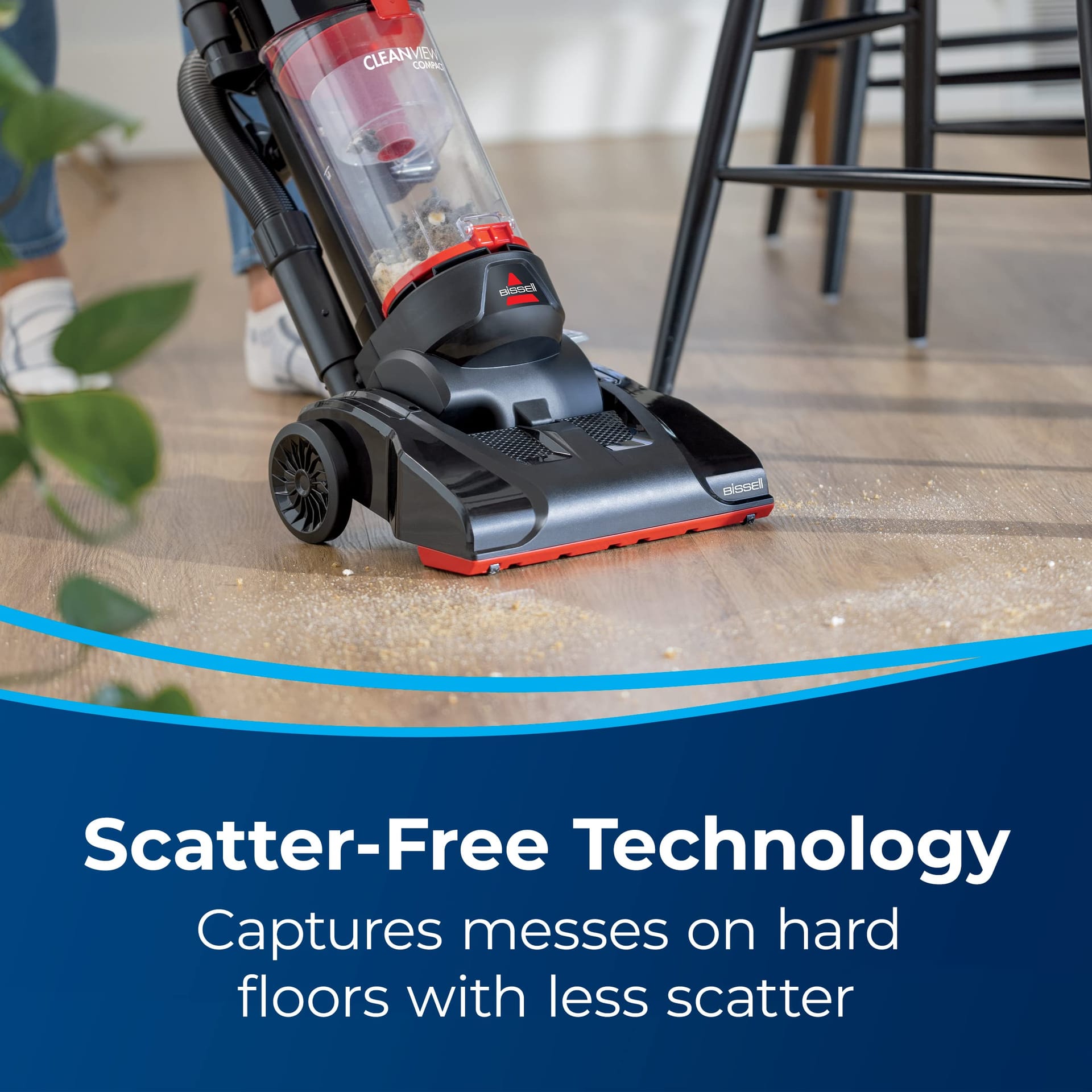 Lightweight Bissell Cleanview Compact Upright Vacuum for Dorm Rooms & Apartments, Powerful Suction, Removable Extension Wand - Red/Black 3508 - Review Image 3