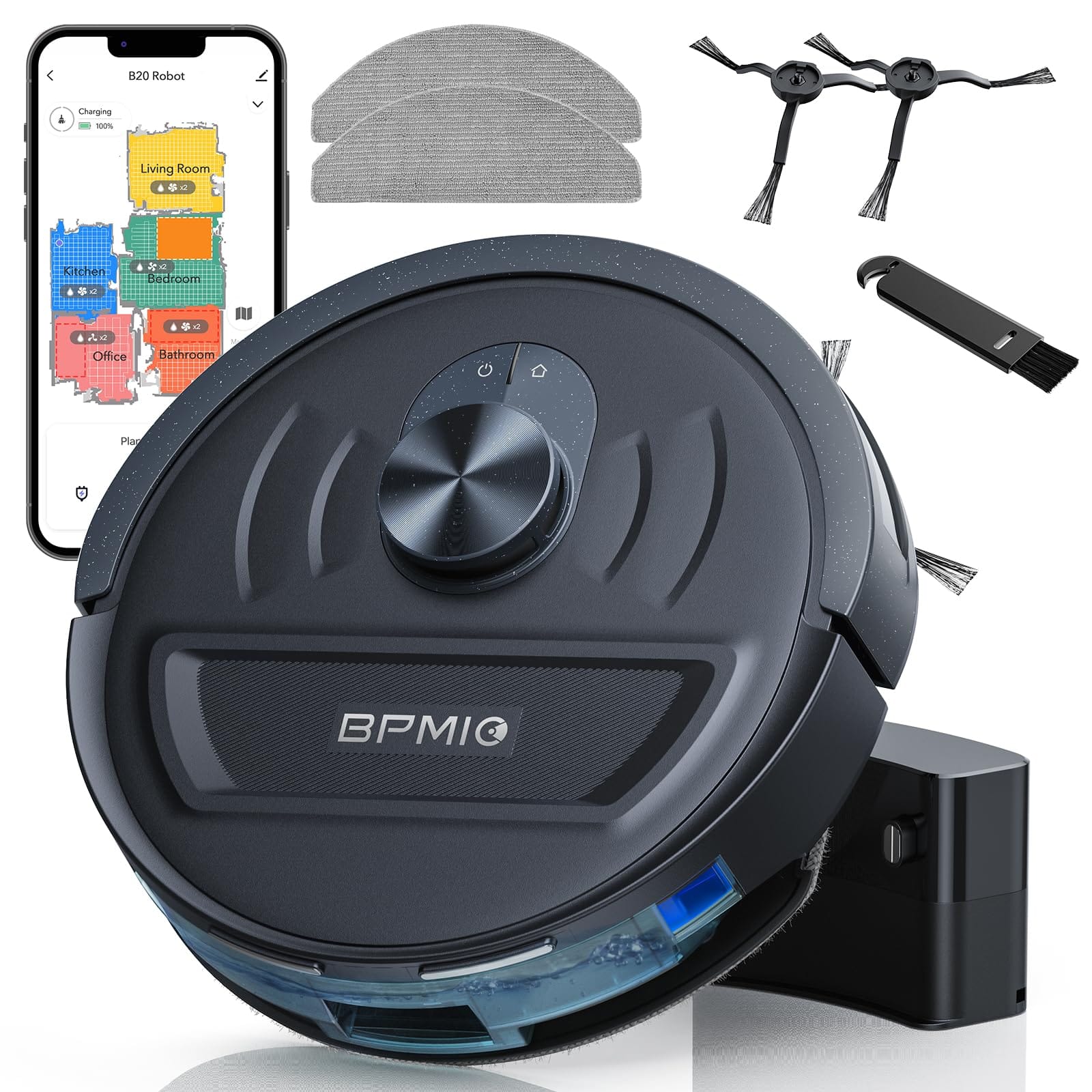 Powerful Bpmio Robot Vacuum and Mop Combo with Lidar Navigation and 5500Pa Suction Power