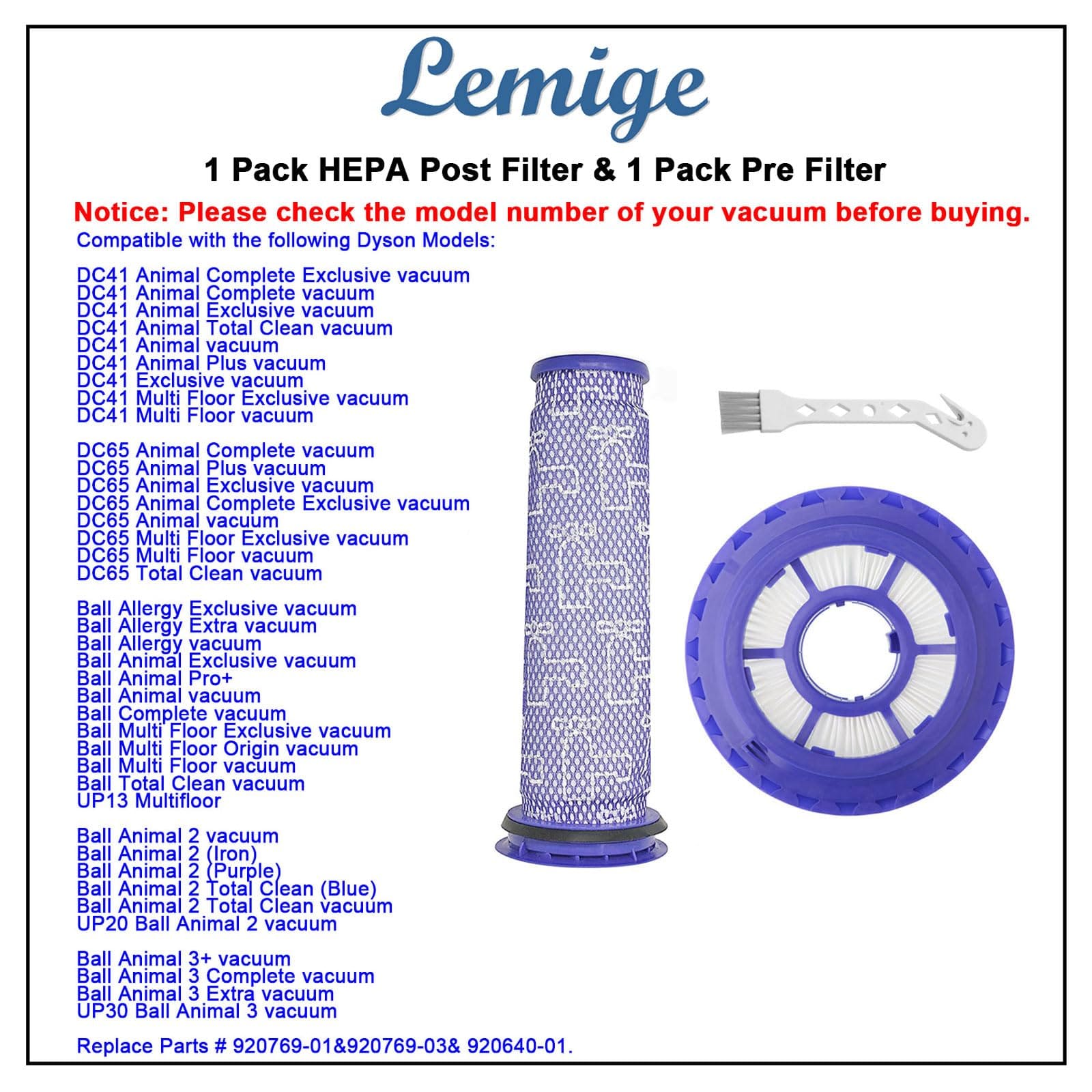 PET-HAIR FRIENDLY Lemige Replacement Vacuum Filters for Dyson DC41 DC65 Ball Animal Vacuums - Review Image 3
