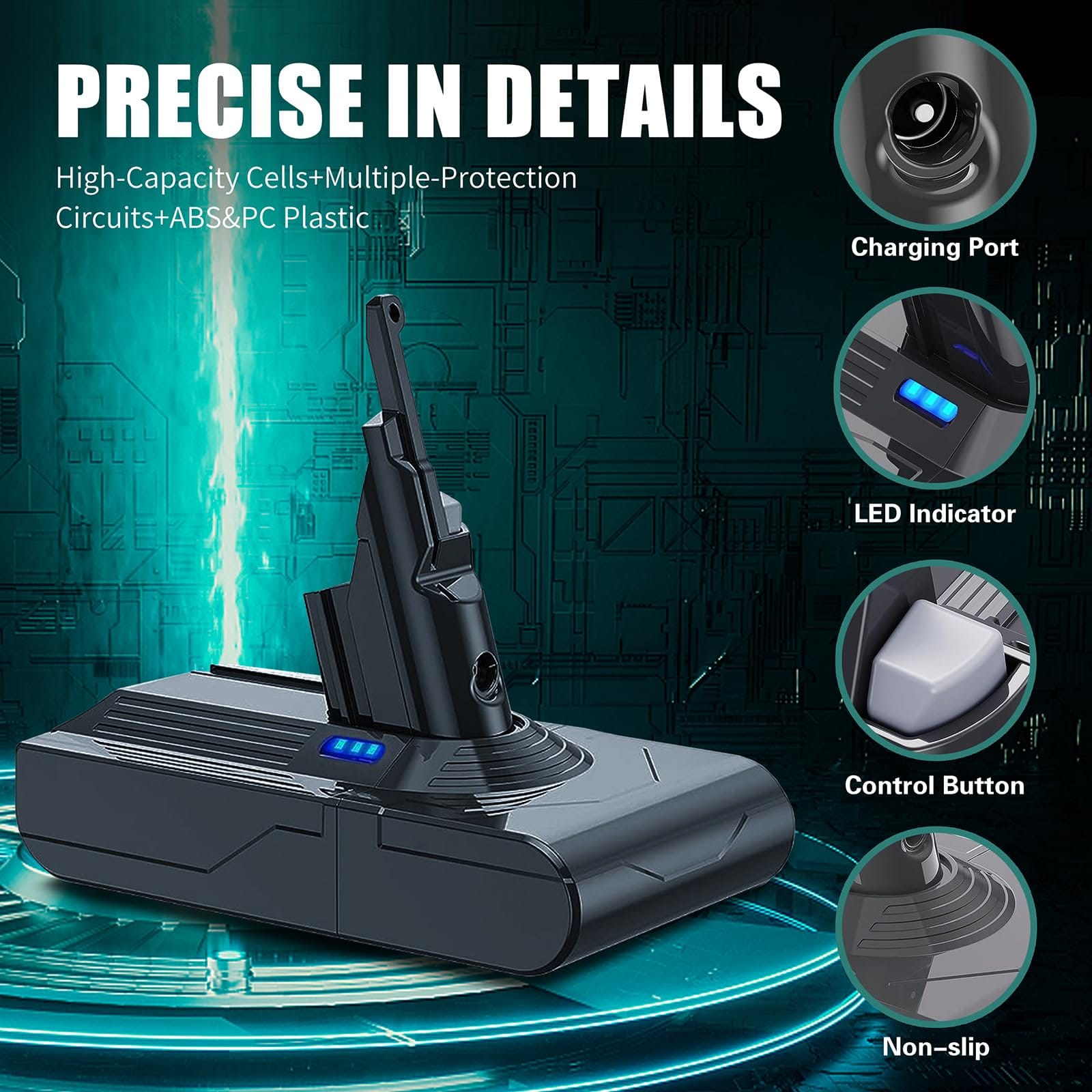 High-Capacity 7000mAh V8 Animal Battery Replacement for Dyson V8 Vacuum Cleaner with Filters and Screws - Review Image 5