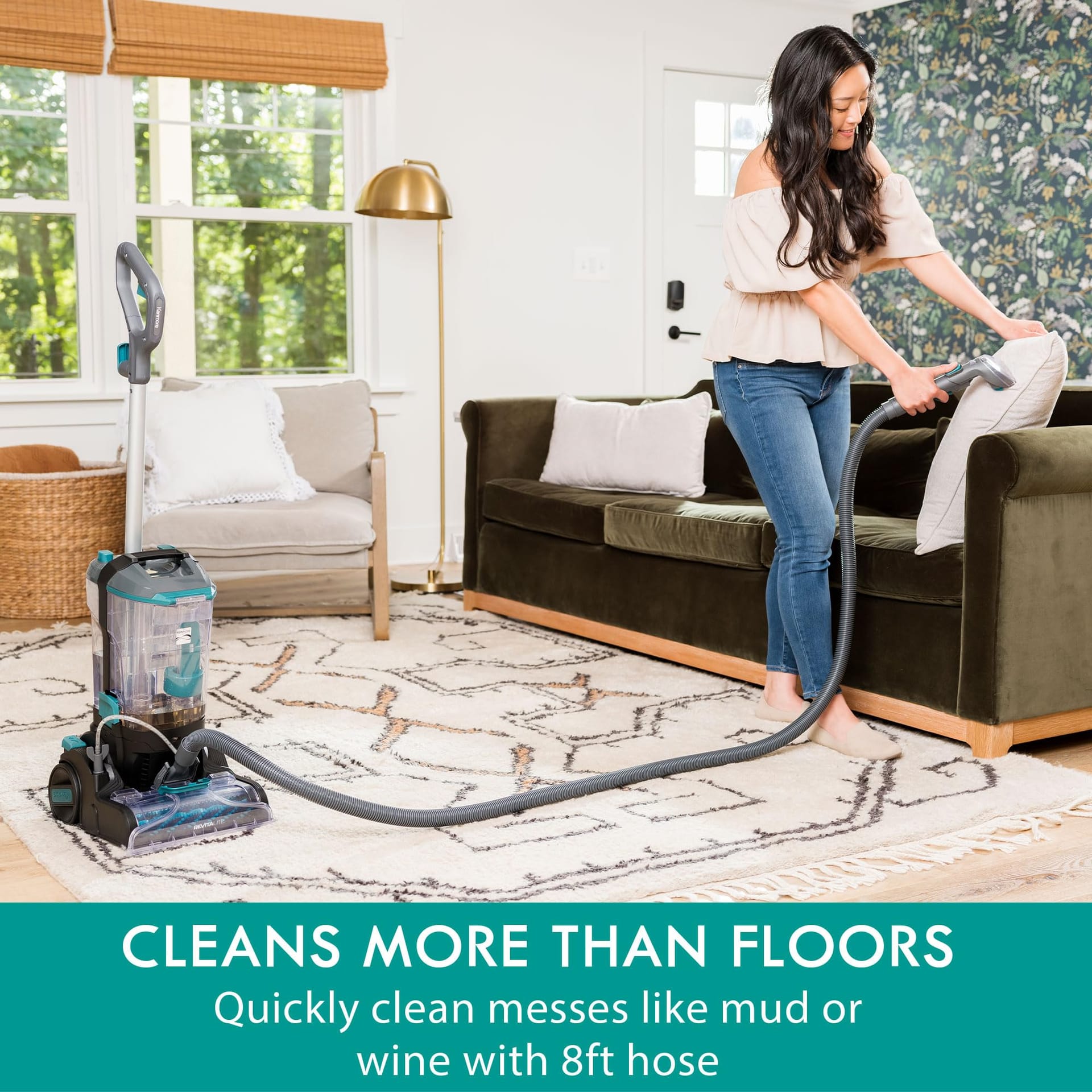 Professional Portable Pet Carpet Cleaner with Dual Brush Rolls, 3.2L Clean Tank, 1.4L Dirty Tank, 25ft Cord Length, and Accessories - Review Image 3