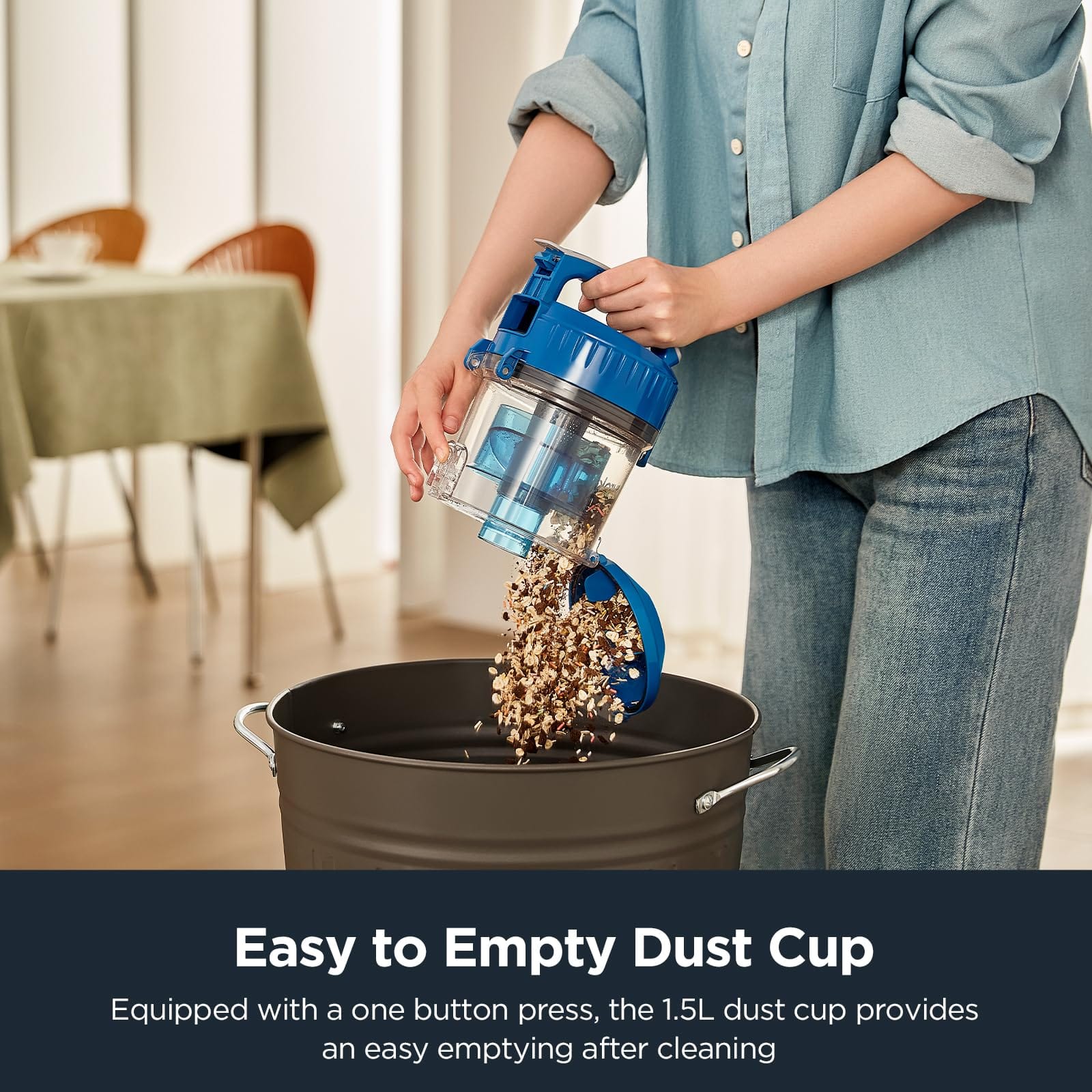 Eureka Whirlwind Bagless Canister Vacuum Cleaner, Lightweight 2.5L Vac for Carpets and Hard Floors - NEN110A, Blue - Review Image 3