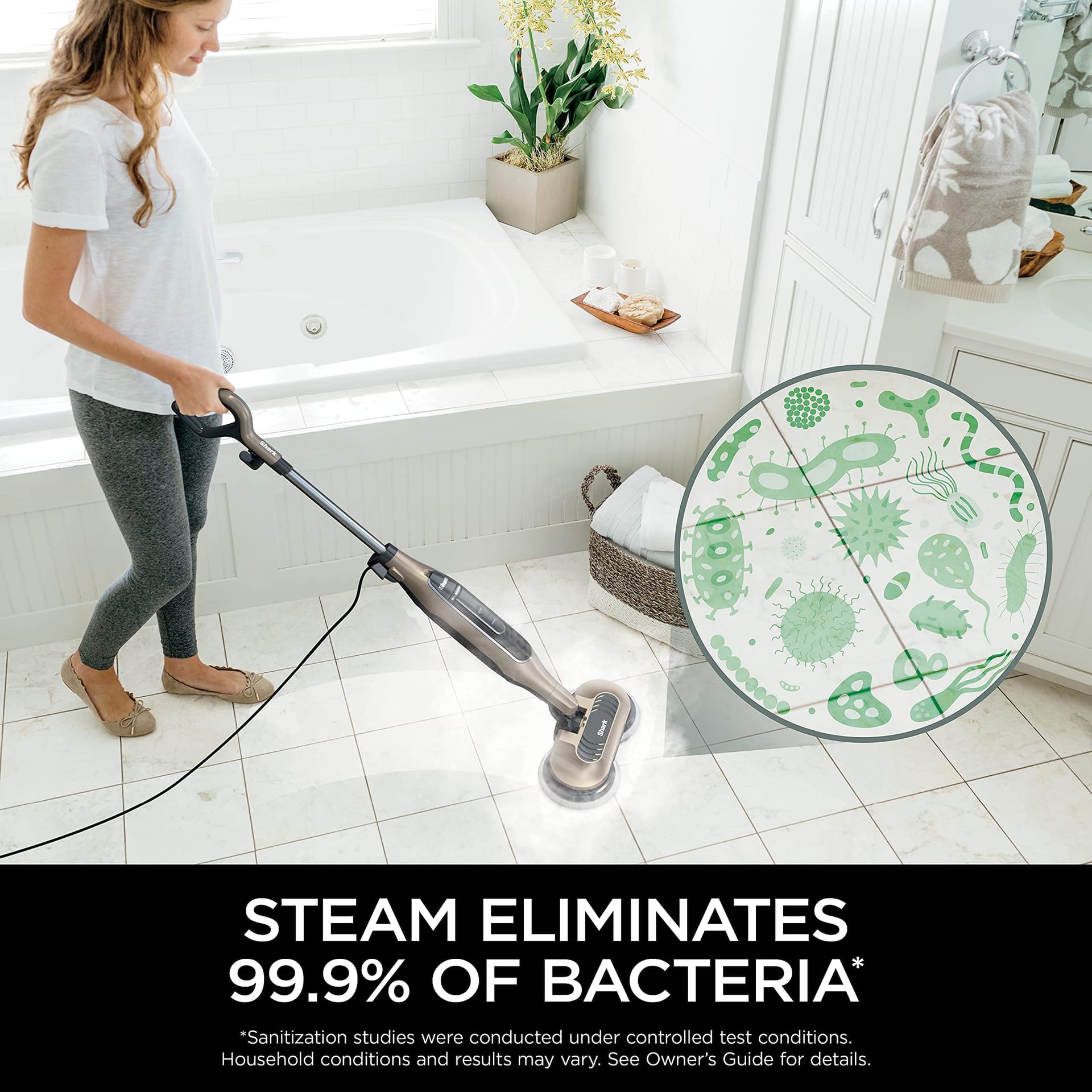 Refurbished Shark S7001 Mop Scrub & Sanitize for Hard Floors with 4 Dirt Grip Pads, 3 Steam Modes & LED Headlights - Gold - Review Image 5