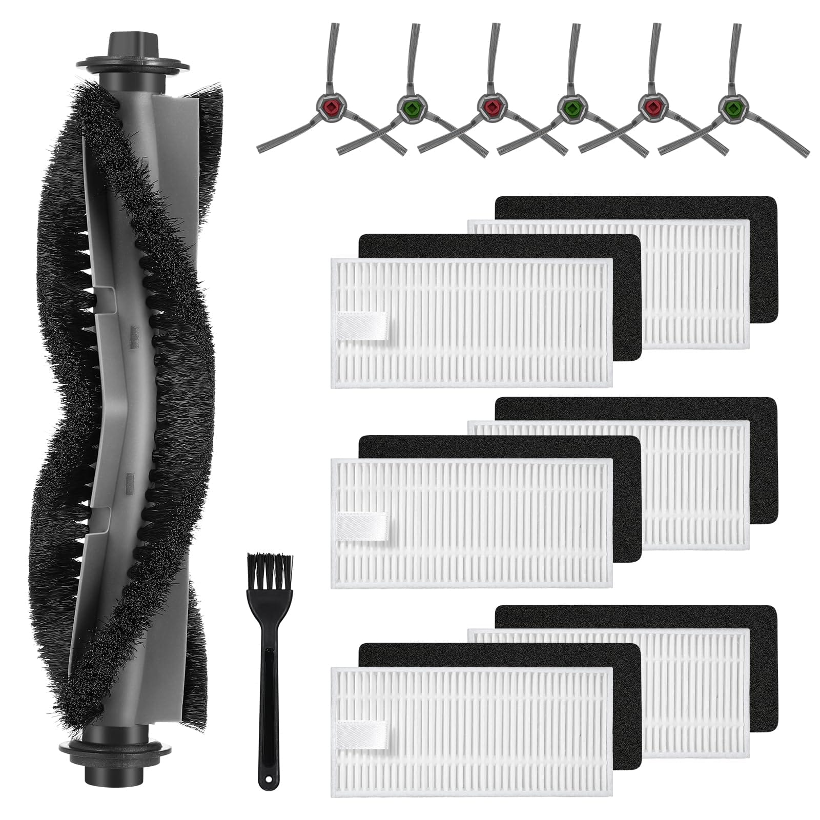 Airrobo P20 Robot Vacuum Cleaner Replacement Parts Kit with Main Brush, Hepa Filters, Side Brush, and Cleaning Brush (14 Pack)
